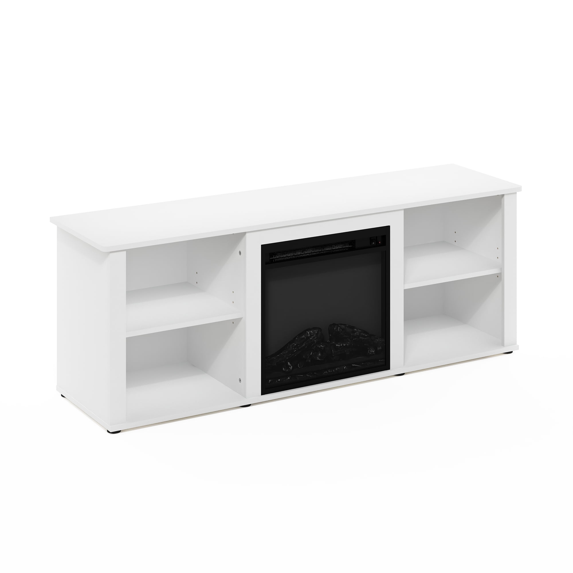 Furinno Montale 60 Inch TV Stand with Fireplace, Solid White - Image 9