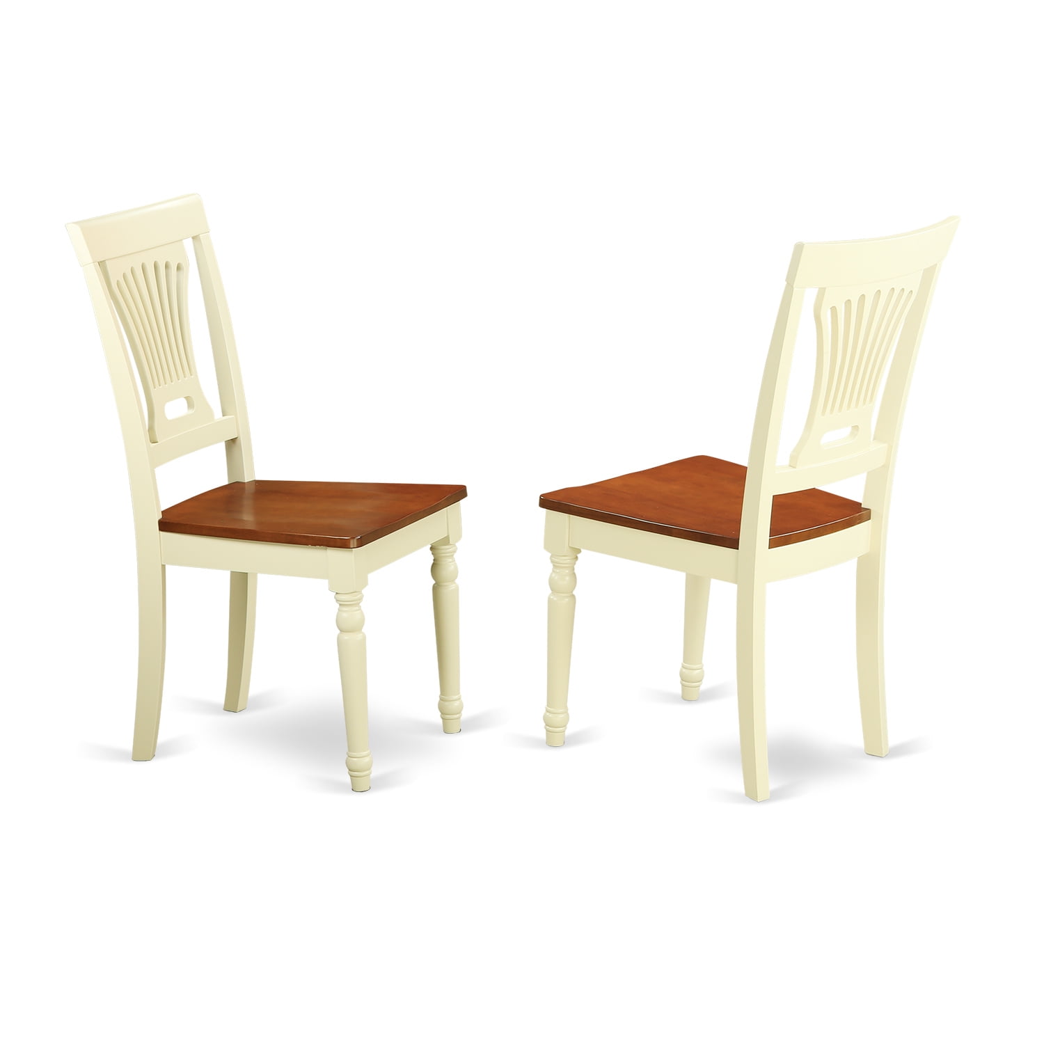 East West Furniture Plainville 11" Wood Dining Chairs in Cream/Cherry (Set of 2) - Image 2