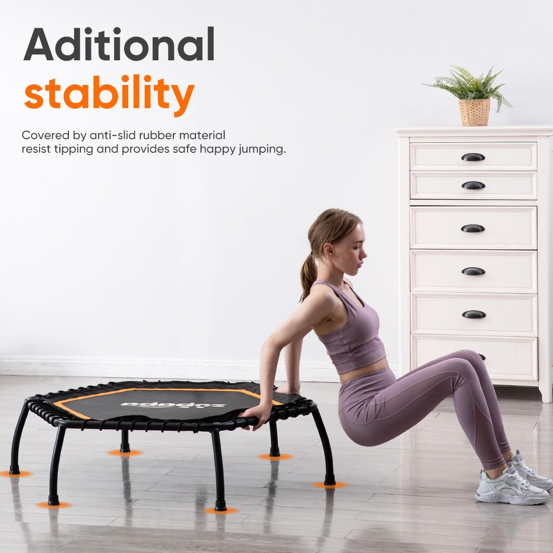 Zupapa 45in Fitness Trampoline, Indoor Rebounder for Adults, Max Limit 330 lbs - Image 9