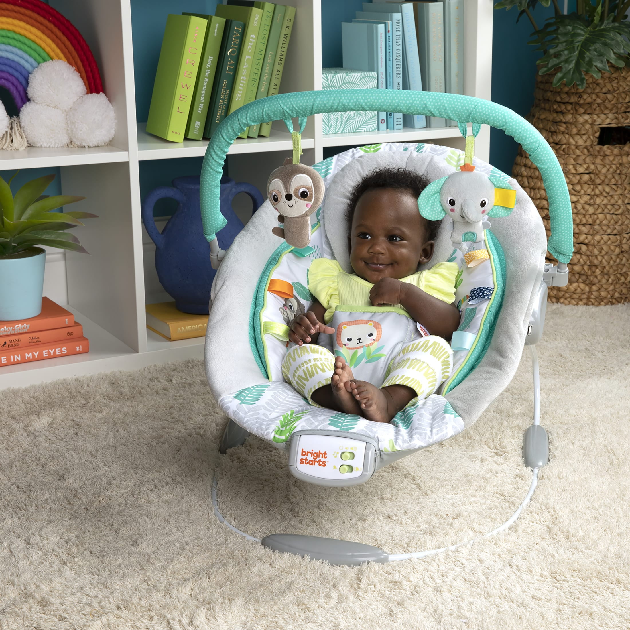 Jungle Vines Comfy Baby Bouncer with Vibrating Infant Seat, Toy Bar & Taggies (Unisex) - Image 12