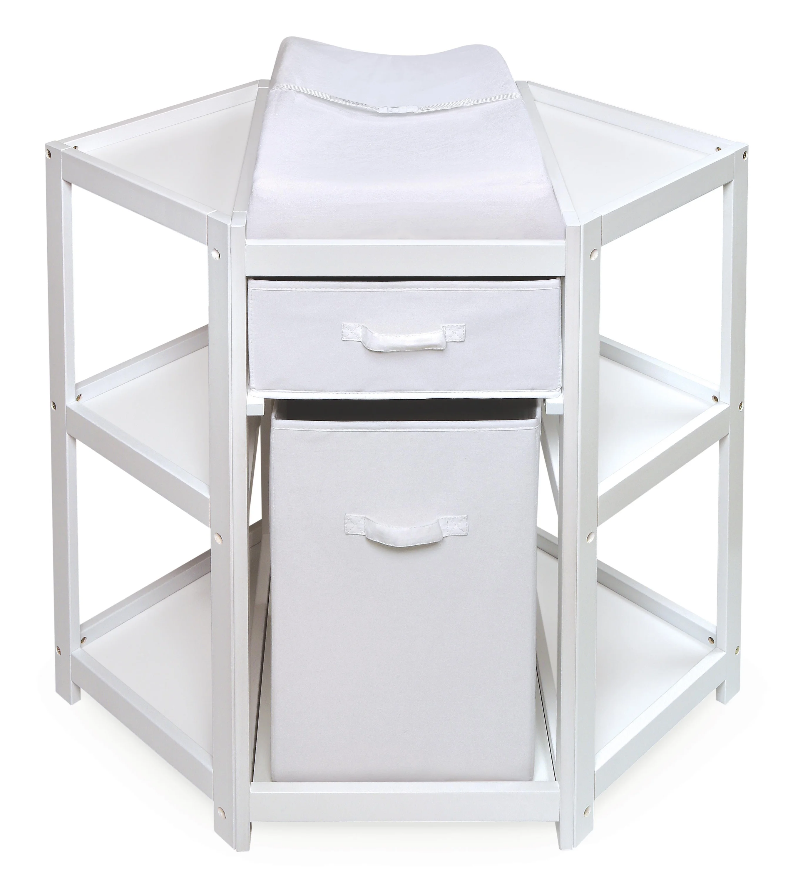 Badger Basket Diaper Corner Baby Changing Table with Hamper and Basket - White - Image 5