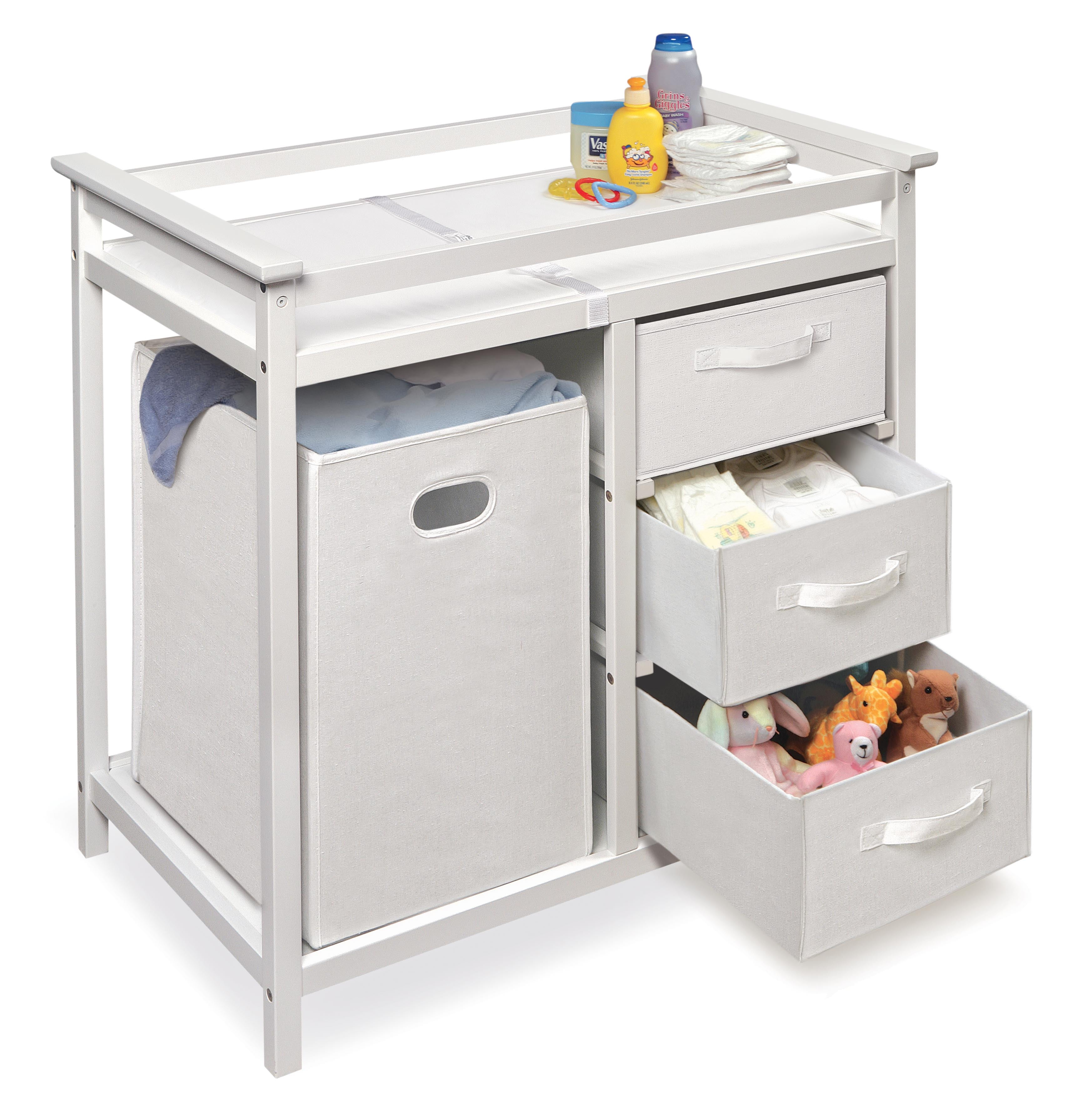 Badger Basket Modern Baby Changing Table with Hamper and 3 Baskets, White, Includes Pad - Image 11