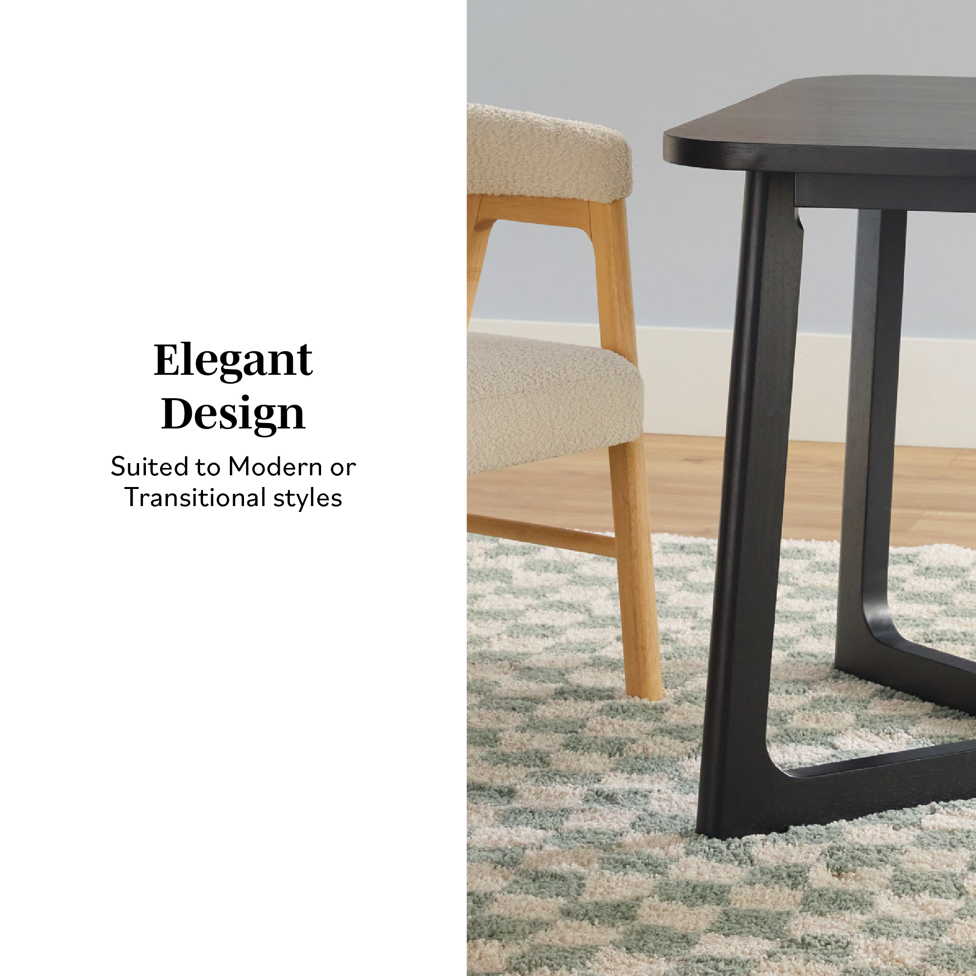 Walker Edison Modern Solid Wood Rectangle Dining Table, Black - Image 5