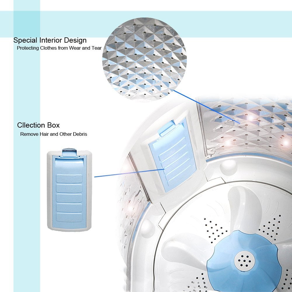 Compact Washing Machine, KAPAS Fully Automatic 2-in-1 Washer & Dryer Machine with 8 lbs. Capacity Top Load Tub Washer in White - Image 3