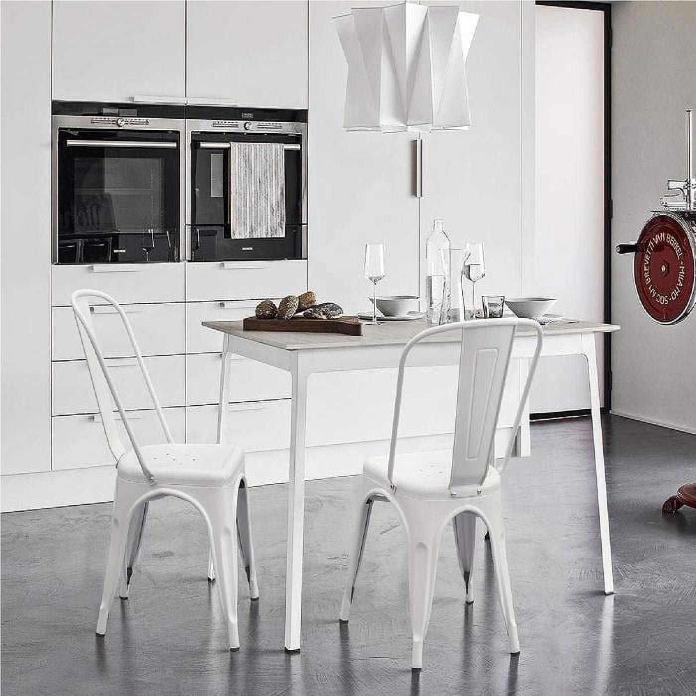 VINEEGO Metal Indoor Stacking Chair, White (Set of 4) - Image 2