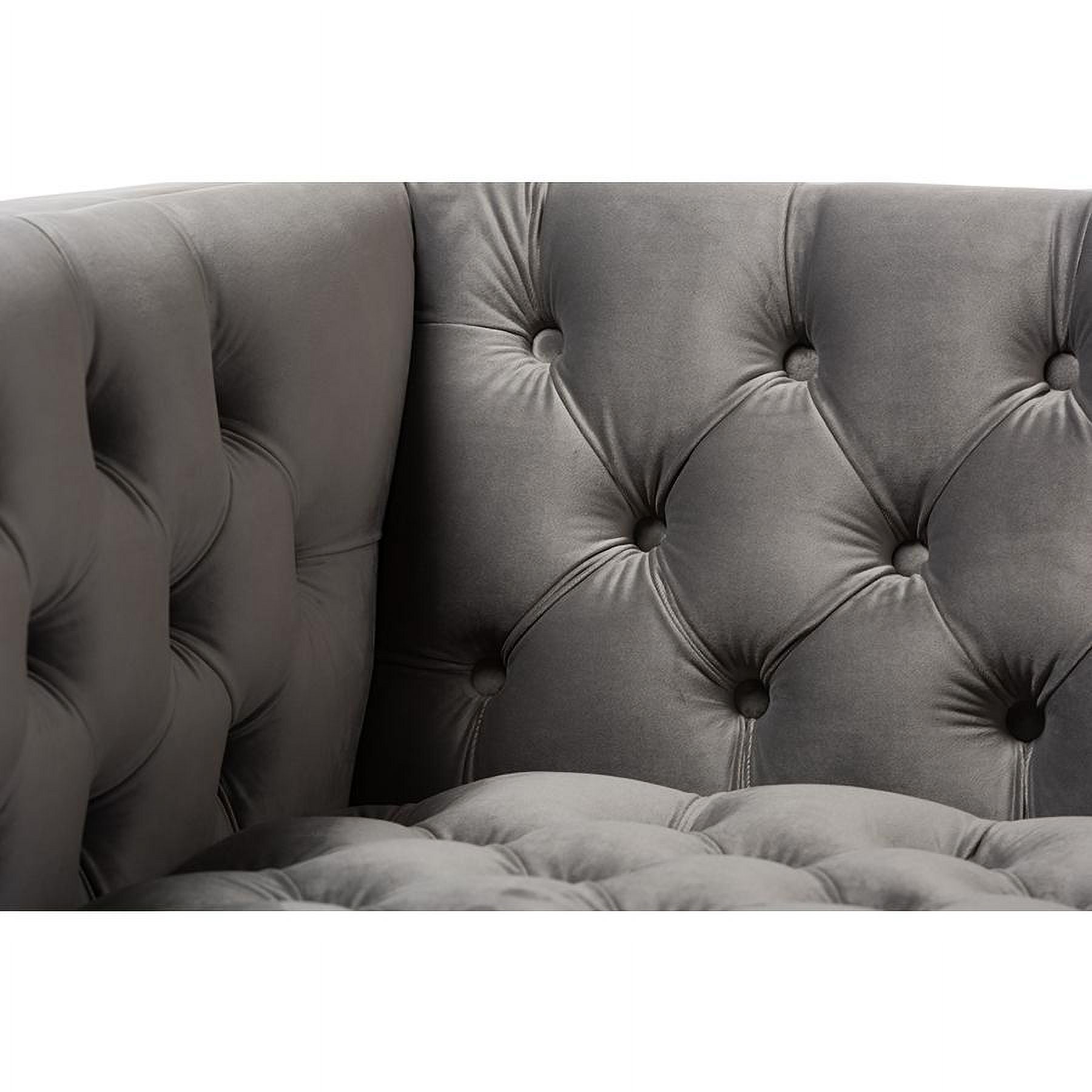 Baxton Studio Zanetta Luxe and Glamour Grey Velvet Upholstered Gold Finished Lounge Chair - Image 9