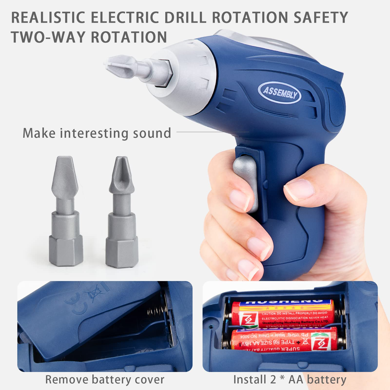 Eohemeral Kids Tool Bench with Realistic Tools and Electric Drill,Transformable Kids Tool Set,Toddler Workbench for Boys and Girls - Image 6