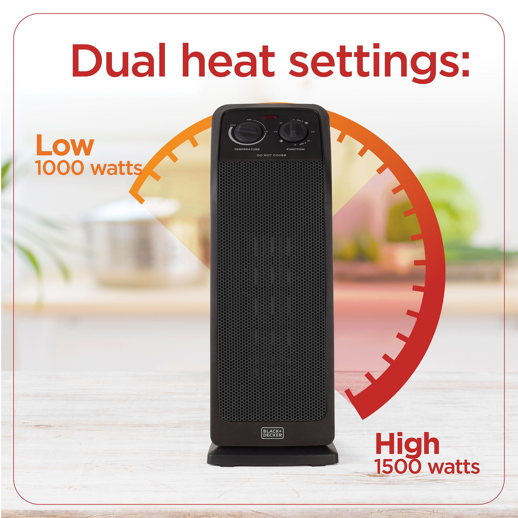 BLACK+DECKER 1,500-Watt-Max Oscillating Ceramic Tower Heater with Fan Setting, BHTC571 - Image 5