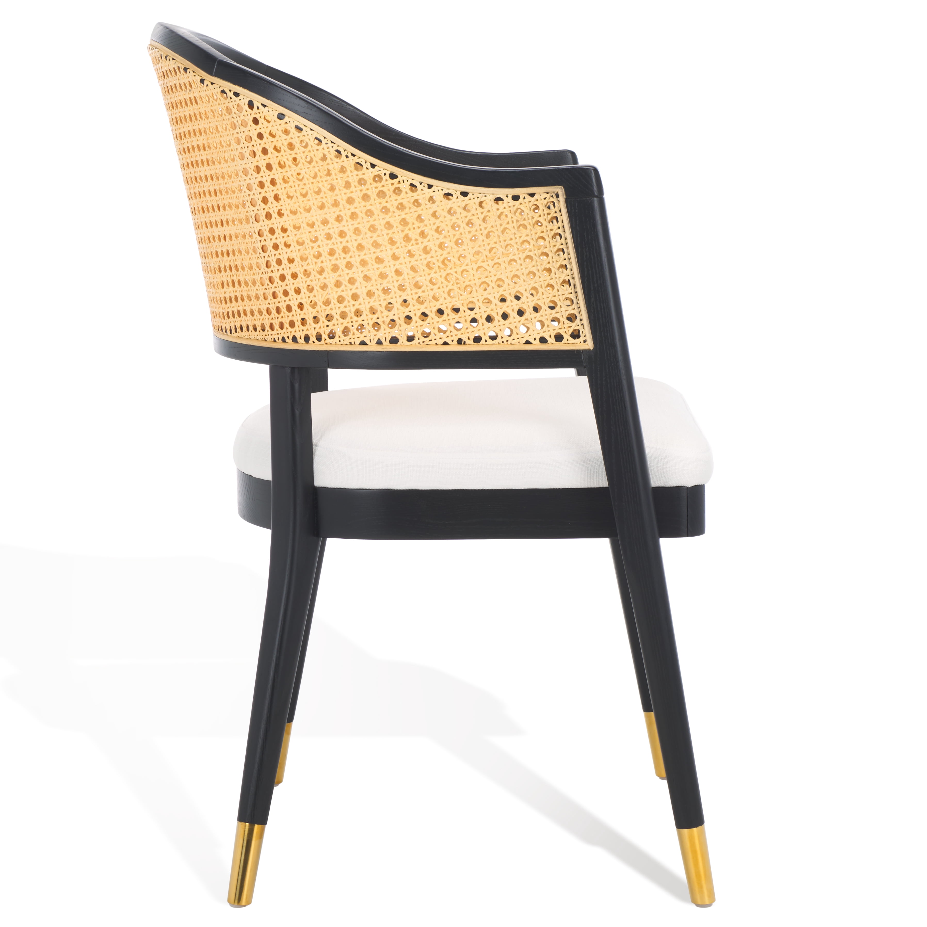 SAFAVIEH Couture Rogue Mid-Century Linen Solid Dining Chair, Black/Natural - Image 4