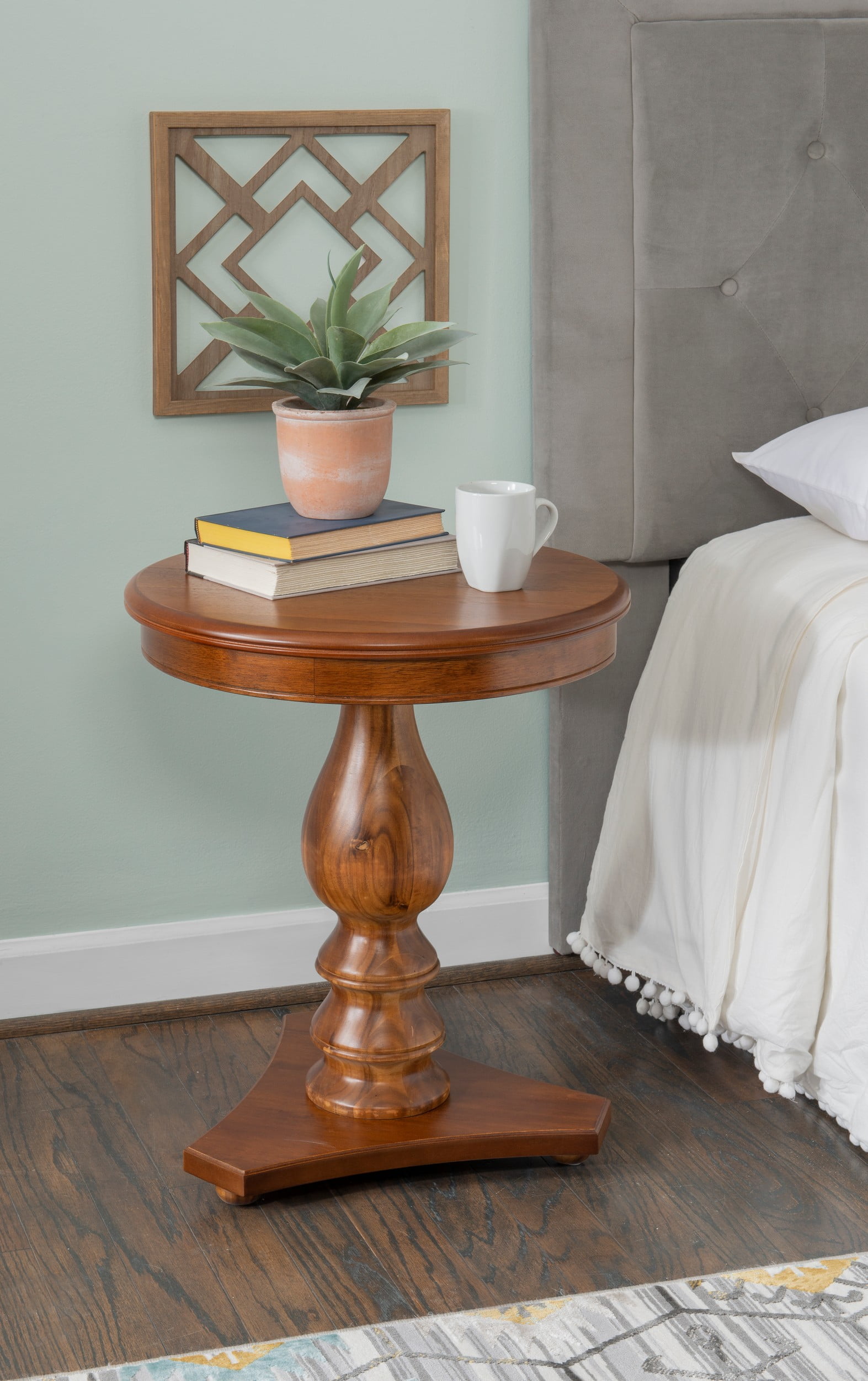 Powell Stanton Pedestal Accent Side Table, Brown - Image 4