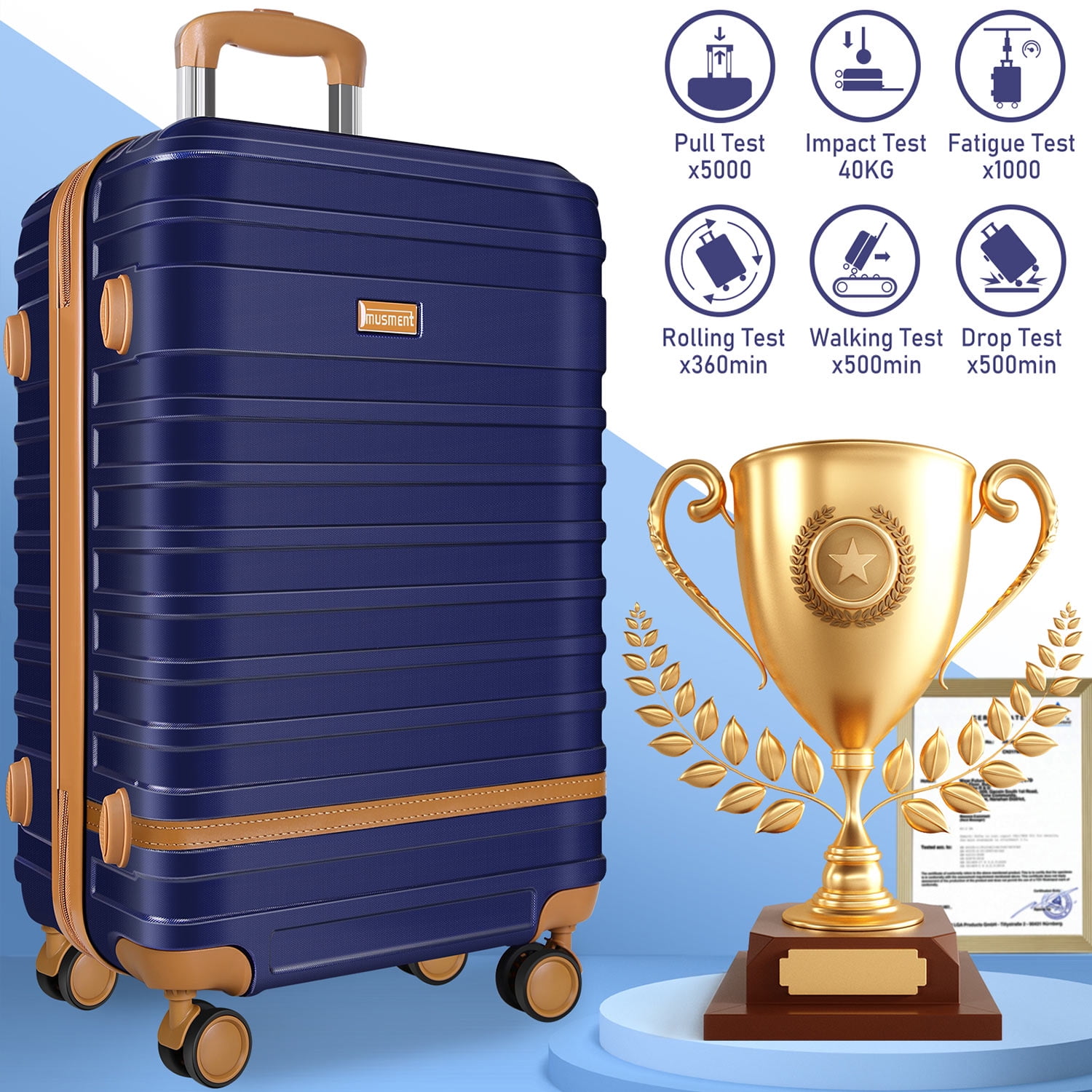 Expandable Suitcase Set Luggage Sets, 20 inch Carry On Luggage with TSA Lock and Double Spinner Wheels,(Deep Blue,3 PCS set ) - Image 7