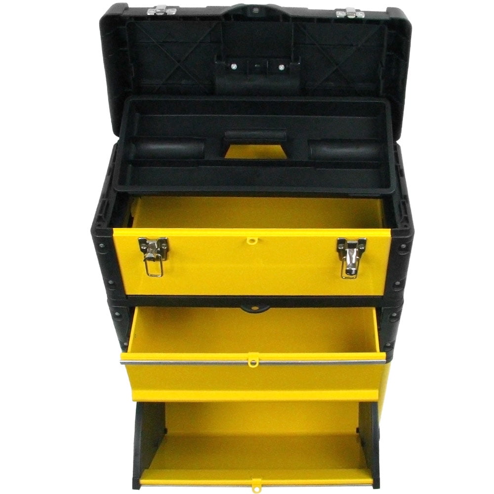 Stalwart 3-in-1 Tool Box on Wheels with Foldable Handle and Tough Latches - Image 3