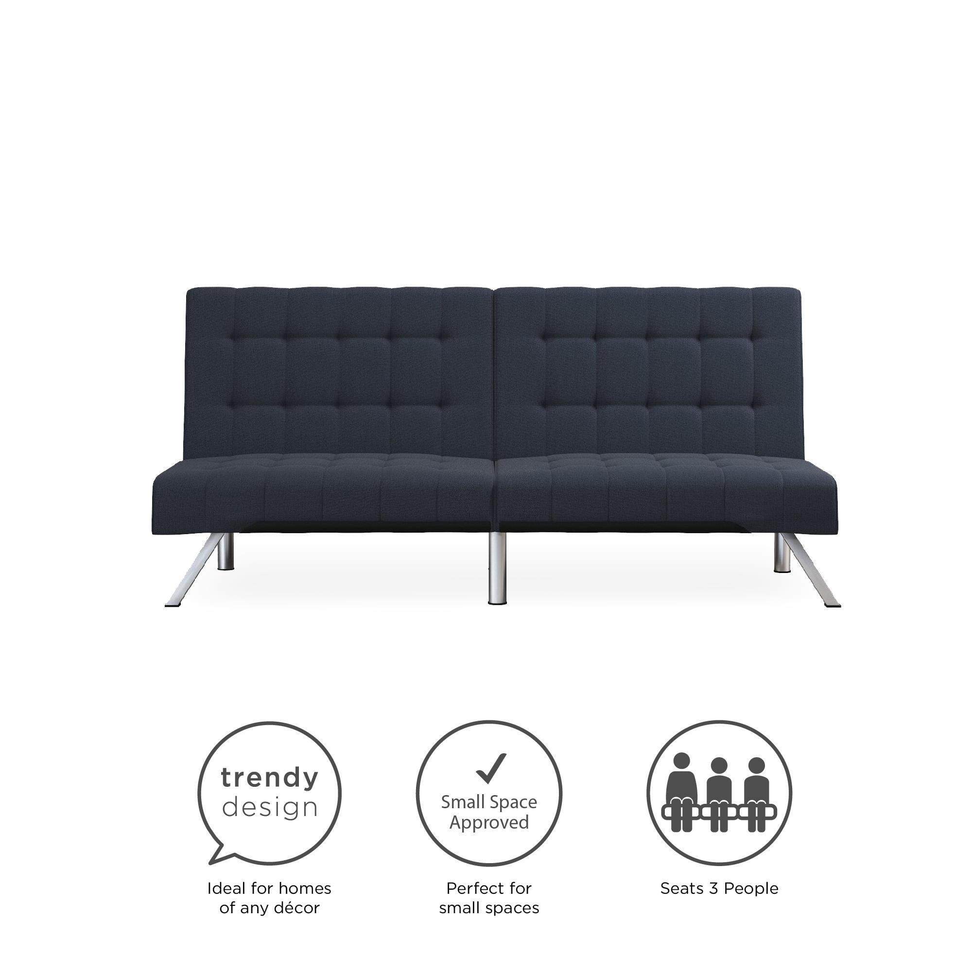 DHP Emily Convertible Futon, Navy Blue Linen - Image 9