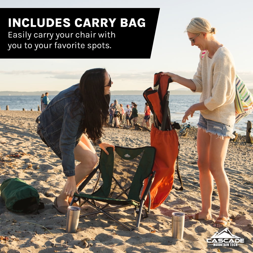 Cascade Mountain Tech Low Profile Camp Chair - Green, with Carry Bag - Image 5