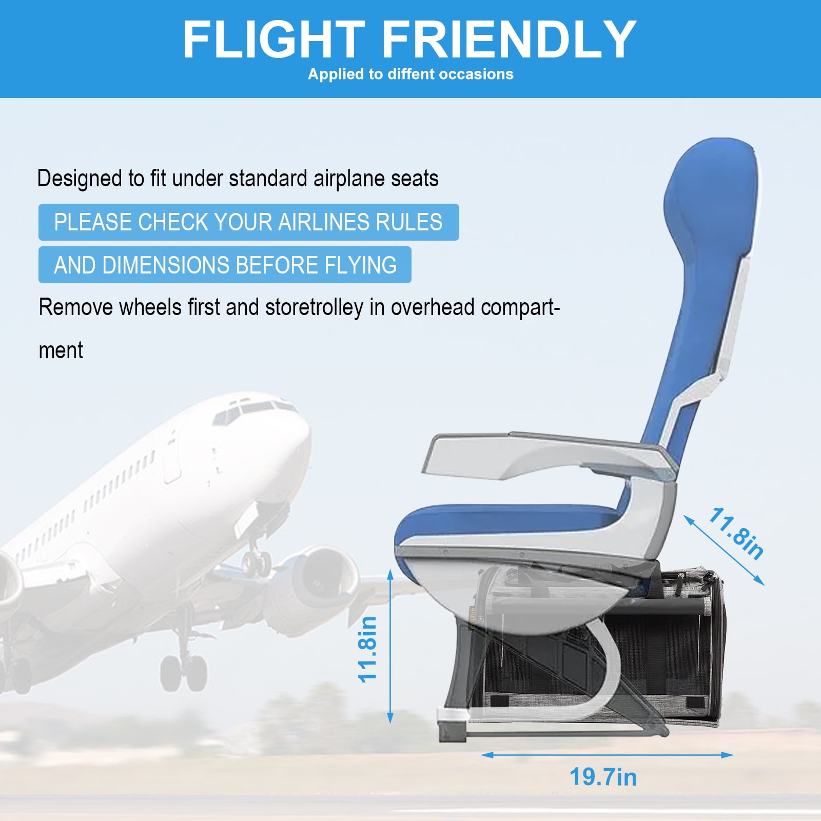 MEXMIODY Pet Carrier with Wheels, Airline Approved Dog Cat Carrier for Medium Small Dogs, Pet Travel Rolling Carrier, Telescopic Handle, Grey - Image 2