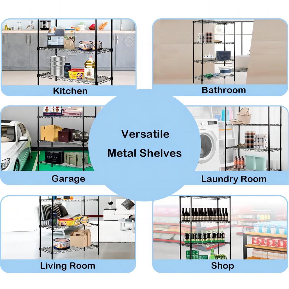 SUGIFT 4 Shelf Wire Shelving, Adjustable Storage Shelf Metal Storage Rack Wire Shelving Unit 1000Lbs Capacity 36" L x 14" W x 54" H - Image 10
