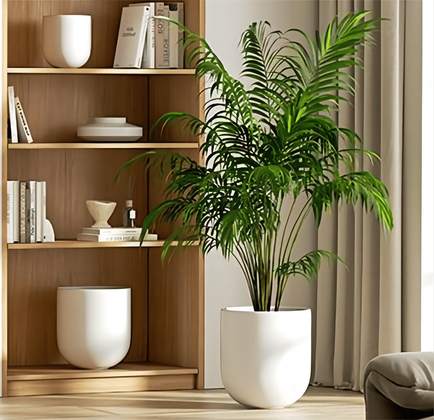 BEMAY 12" Ceramic Plant Pots, Large Flower Pots with Drain Holes& Plug Indoor Planter, White Outdoor Planter - Image 3