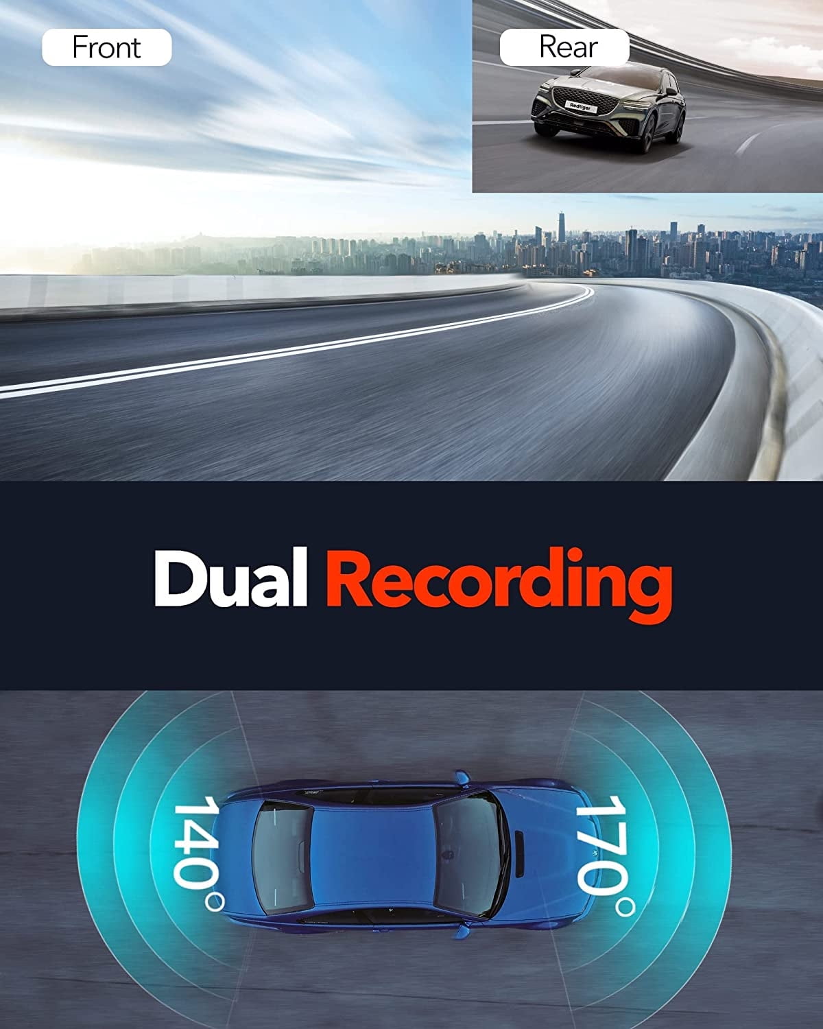 REDTIGER 4K Dash Cam, Dual Dash Camera Built-in WiFi & GPS, 4K Front and 1080P Rear with Night Vision, Support 256GB Max - Image 2