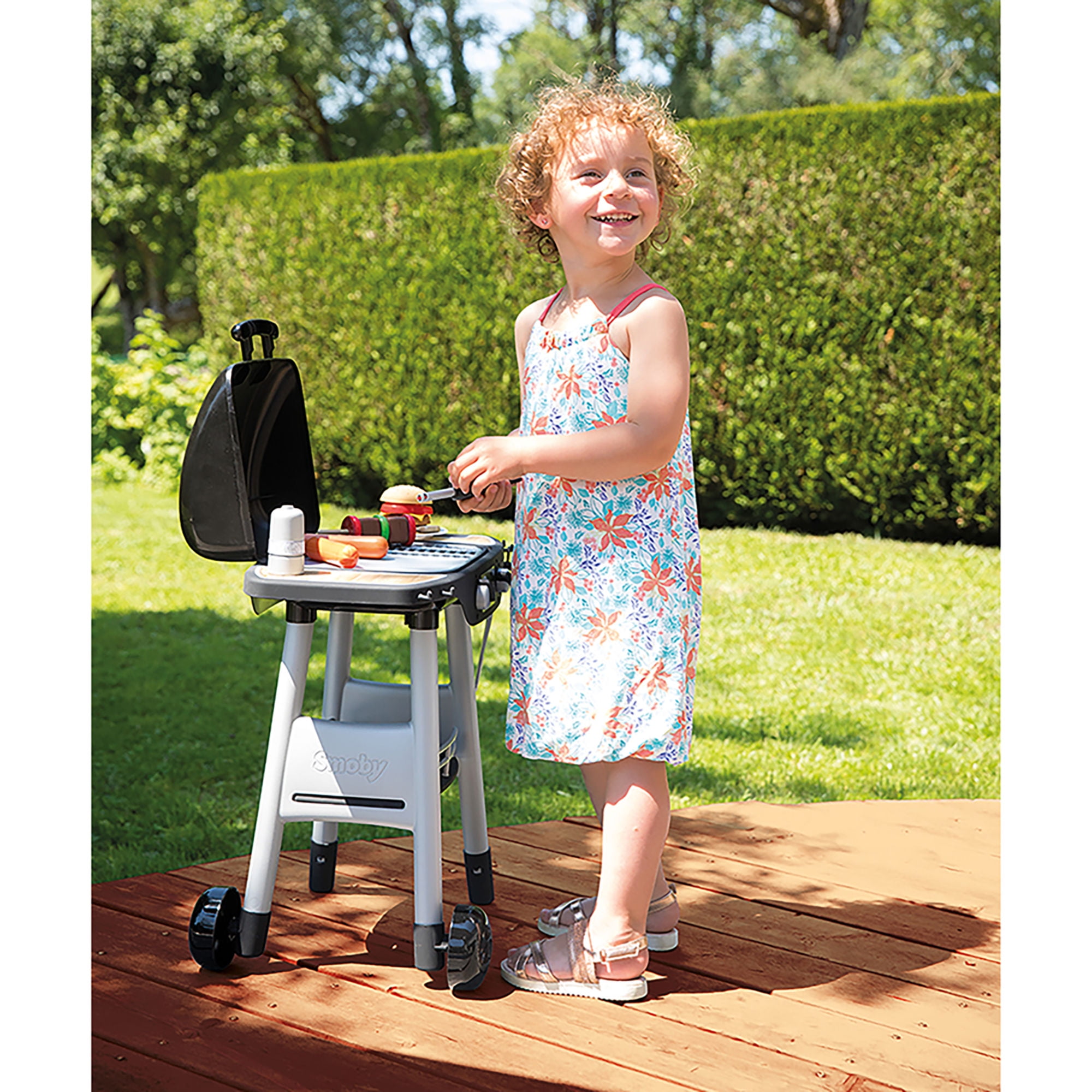 Smoby: BBQ Plancha Grill - Black, 18-Piece Accessory Playset - Realistic Cooking, Turn The Button & See Flames Appear, 19.69x14.57x28.43", Kids Age 3+ - Image 3