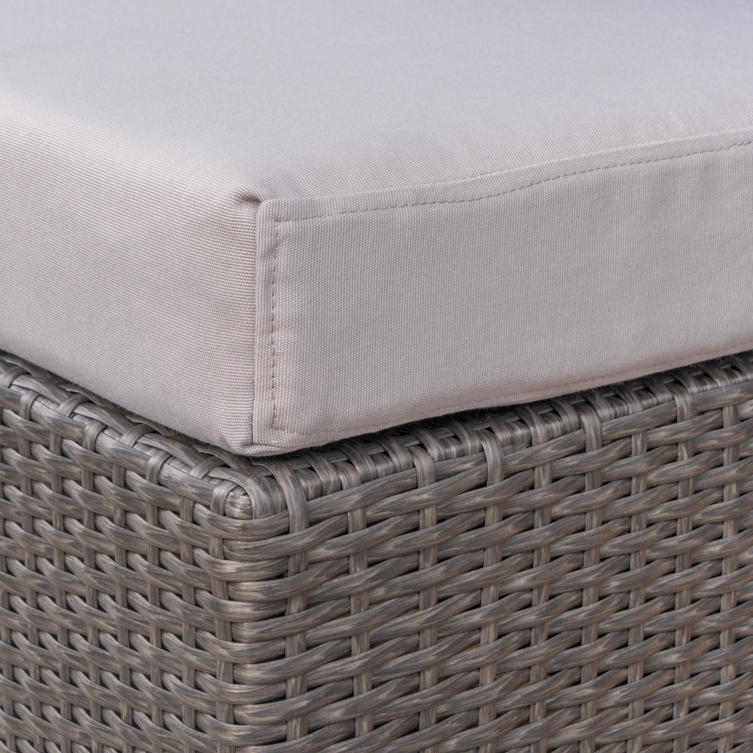 Avianna Outdoor 16 Inch Wicker Ottoman Seat with Cushion, Set of 2, Grey, Silver - Image 5