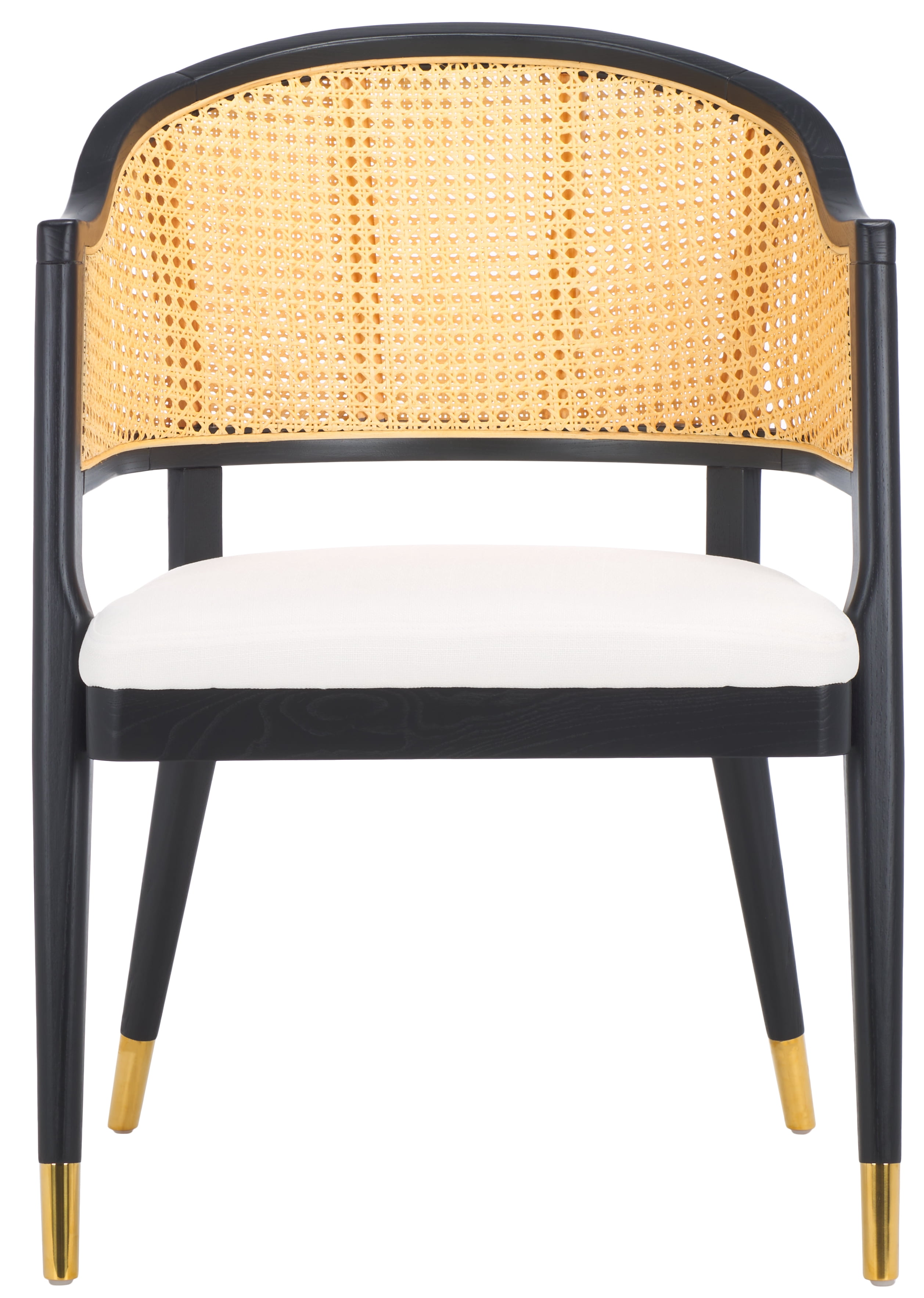 SAFAVIEH Couture Rogue Mid-Century Linen Solid Dining Chair, Black/Natural - Image 7