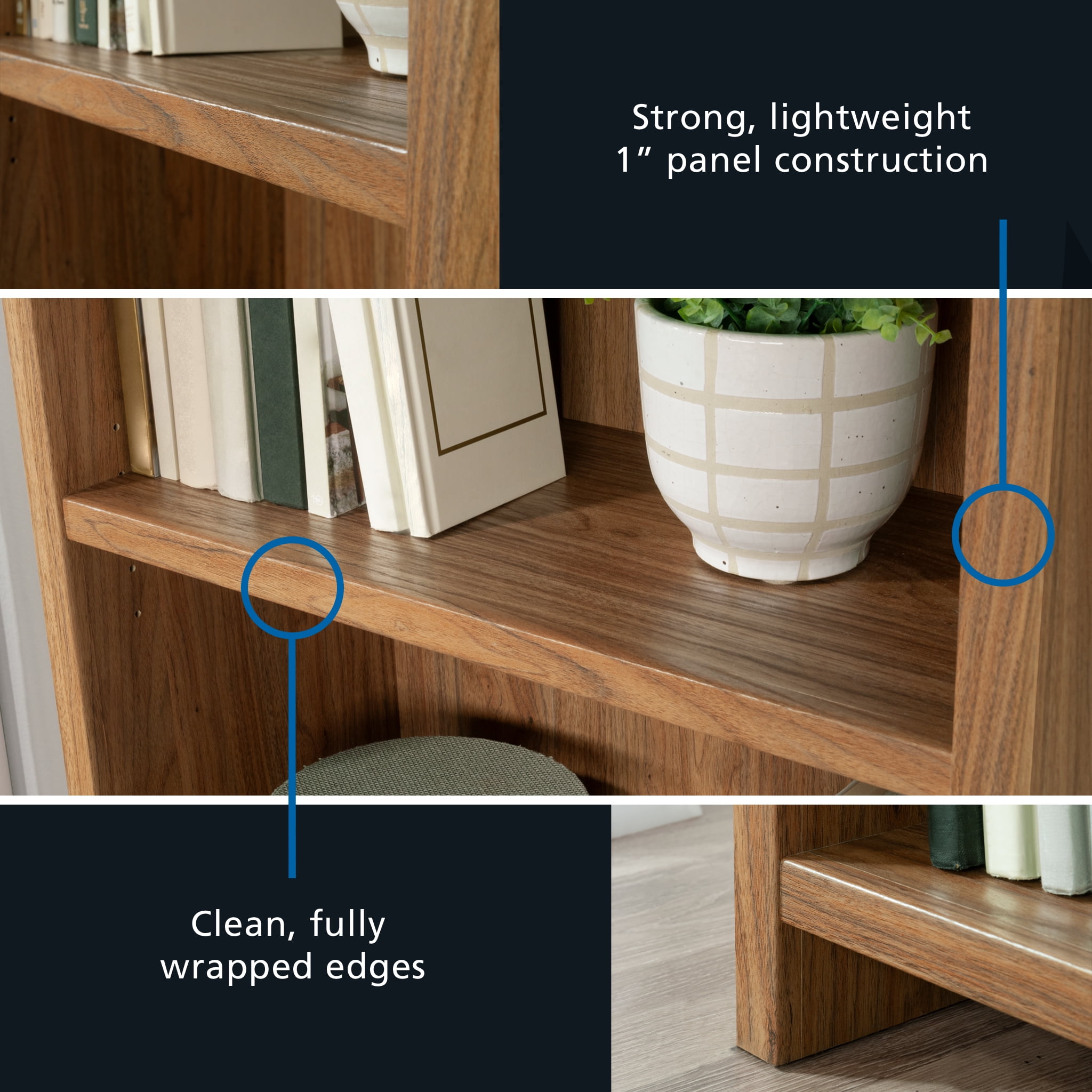 Mainstays Westley 5 Shelf Bookcase, Walnut Finish - Image 6