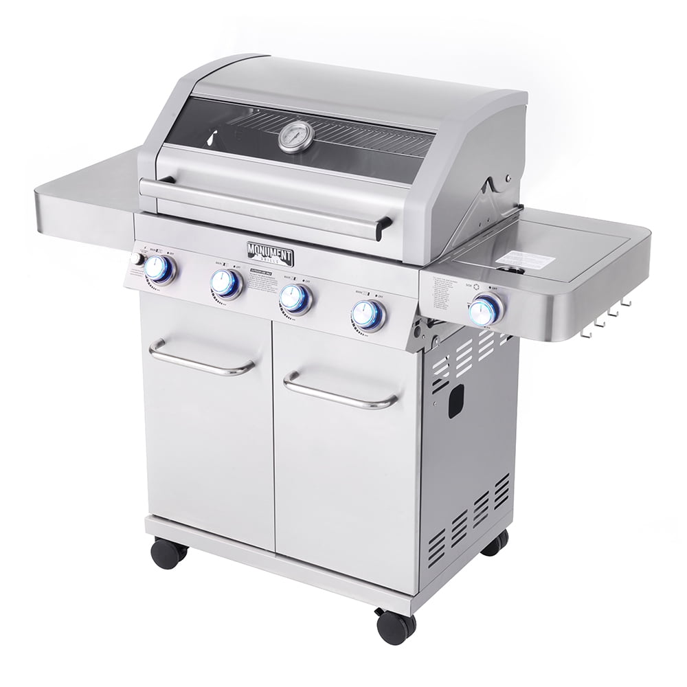 Monument Grills 4 Burner Dual Fuel Gas Grill with Stainless Steel Cabinet, Side Burner, Clear View Lid and LED Controls, 60,000 BTU - Image 11