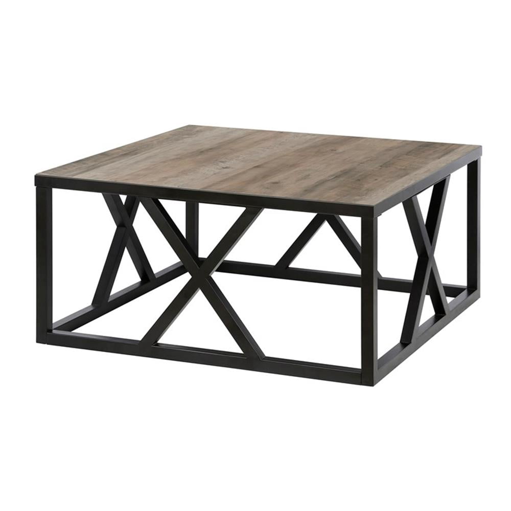 Evelyn&Zoe Jedrek 35" Wide Square Coffee Table, Blackened Bronze/Gray Oak - Image 9