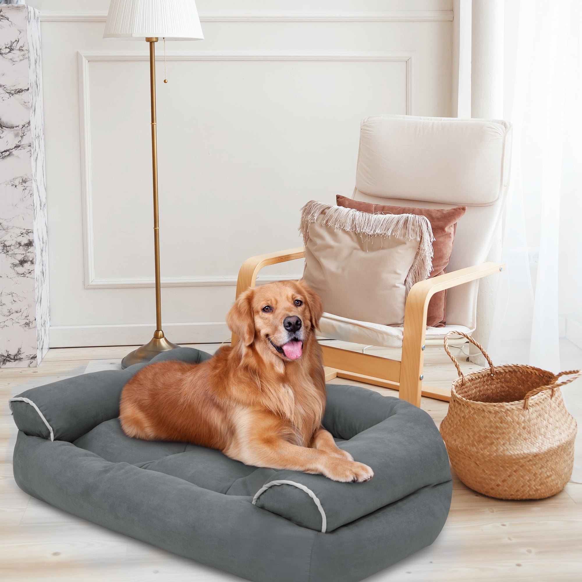 ZUPOX Orthopedic Dog Beds for Large Dogs, Waterproof Dog Bed with Removable Cover and Non-Slip Bottom, Large Dog Bed for Small Medium Large Dogs, Grey - Image 3