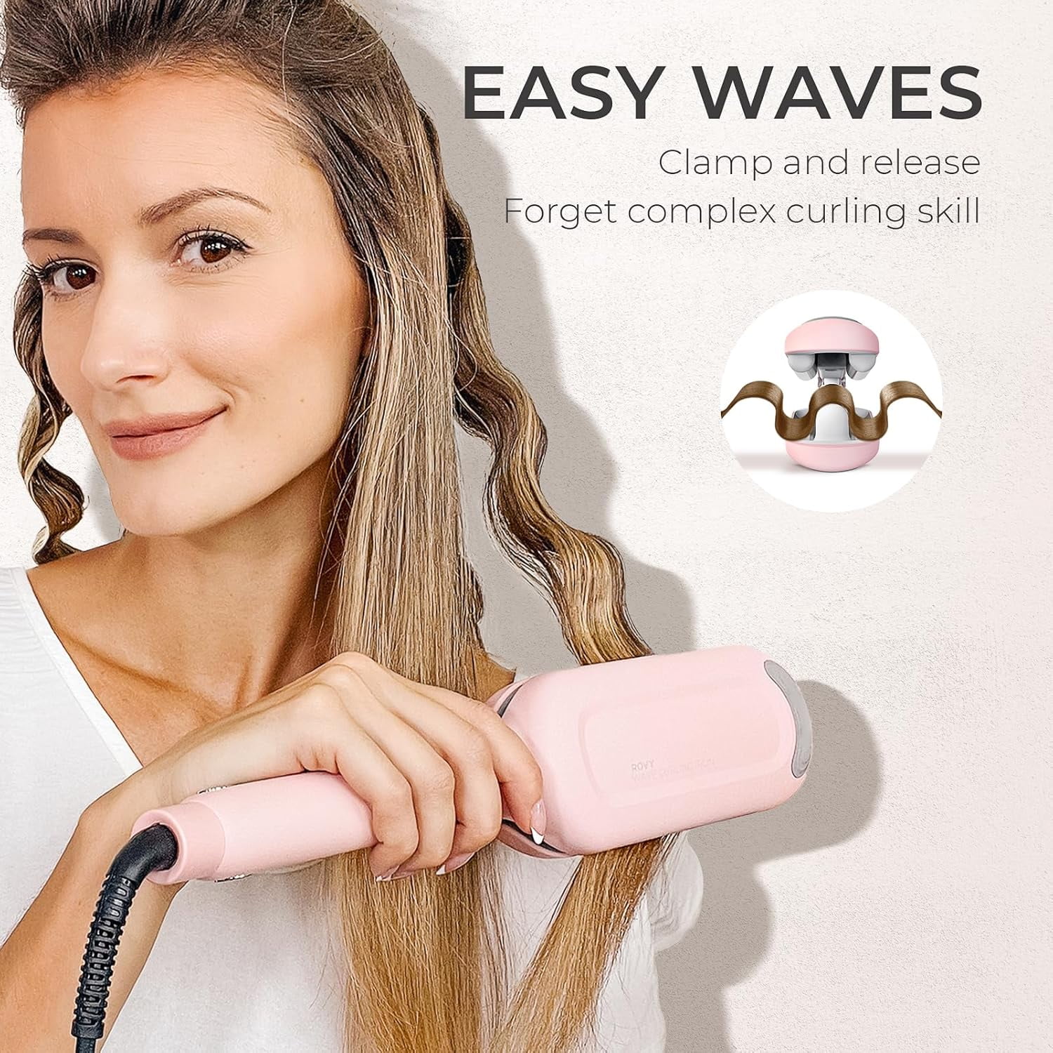 TYMO ROVY Curling Iron & Hair Crimper with 3 Barrels, Ionic Deep Waver Hair Styling Tool, Dual Voltage, Easy to Use,1.25 Inch, Pink - Image 4