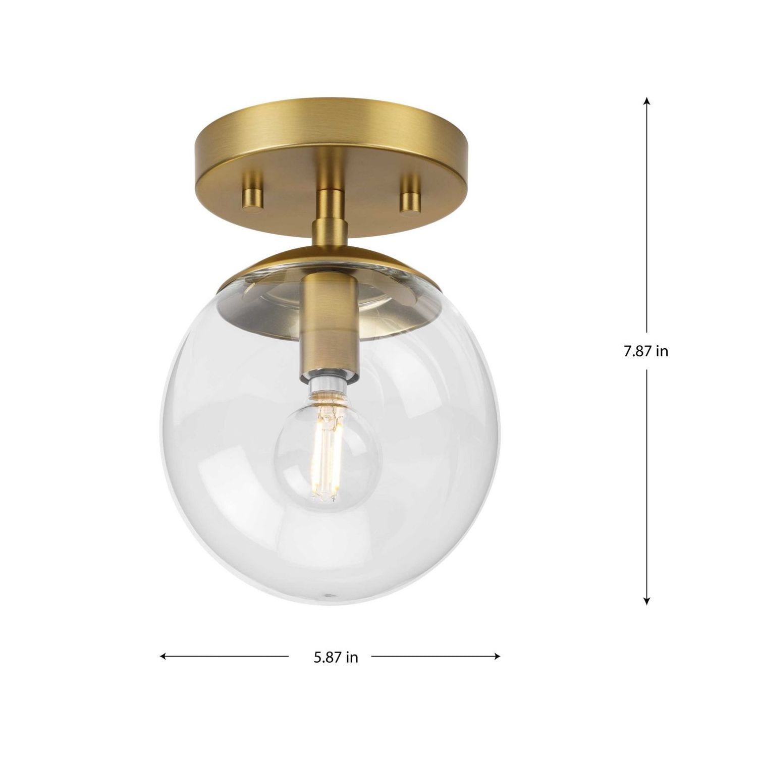 Atwell Collection One-Light Brushed Bronze Mid-Century Modern Semi-Flush Mount - Image 5