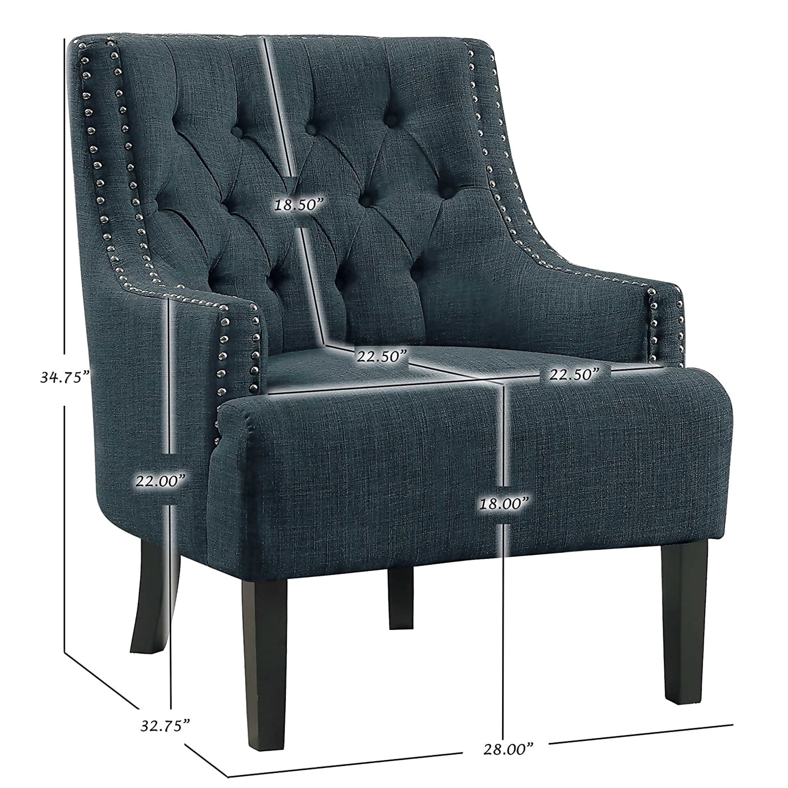 Lexicon Charisma Upholstered Accent Chair in Indigo - Image 4