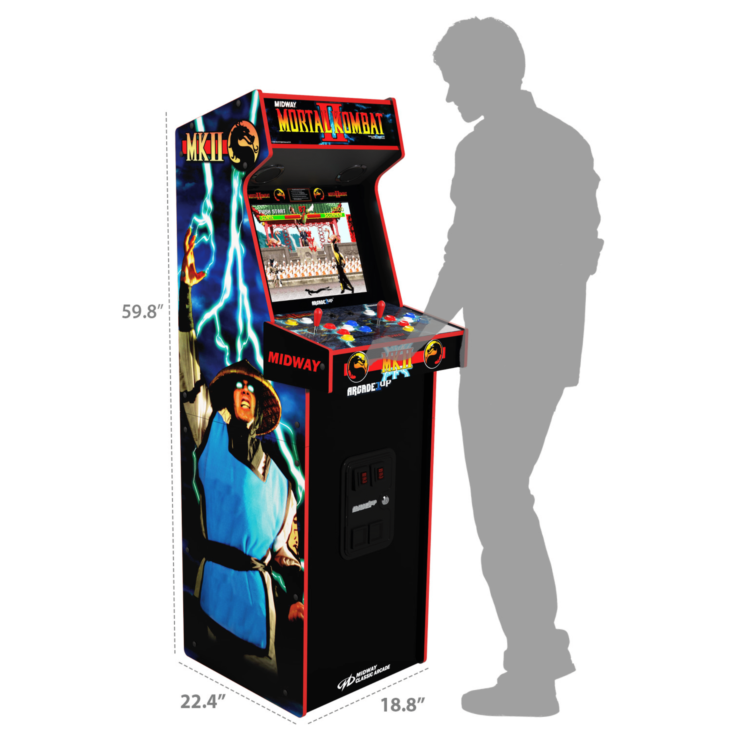 Arcade1Up Mortal Kombat II Deluxe Arcade Game with 5-foot-tall full-size stand-up cabinet, Black - Image 3