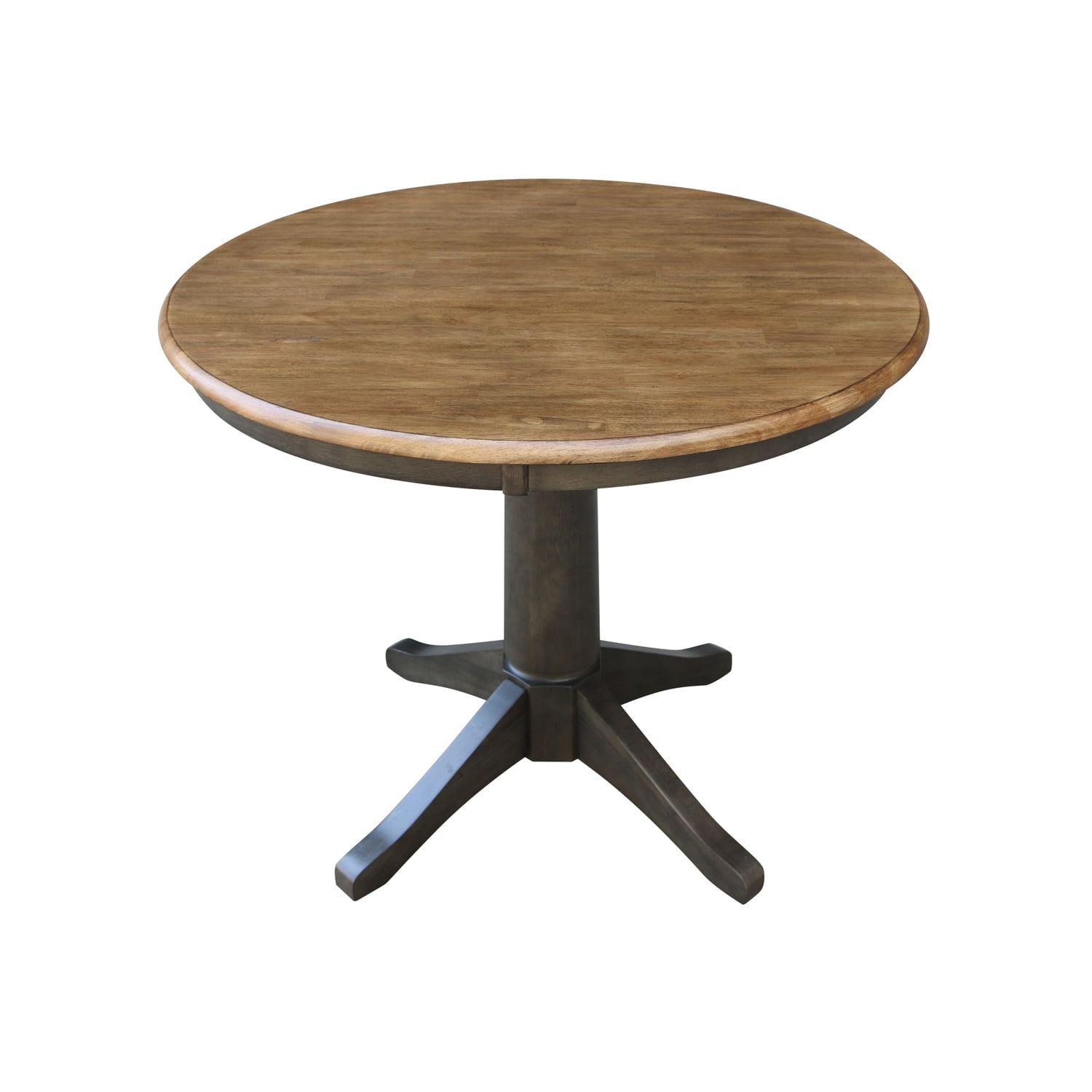 30" Round Top Solid Wood Pedestal Table in Hickory/Washed Coal - Dining Height - Image 5