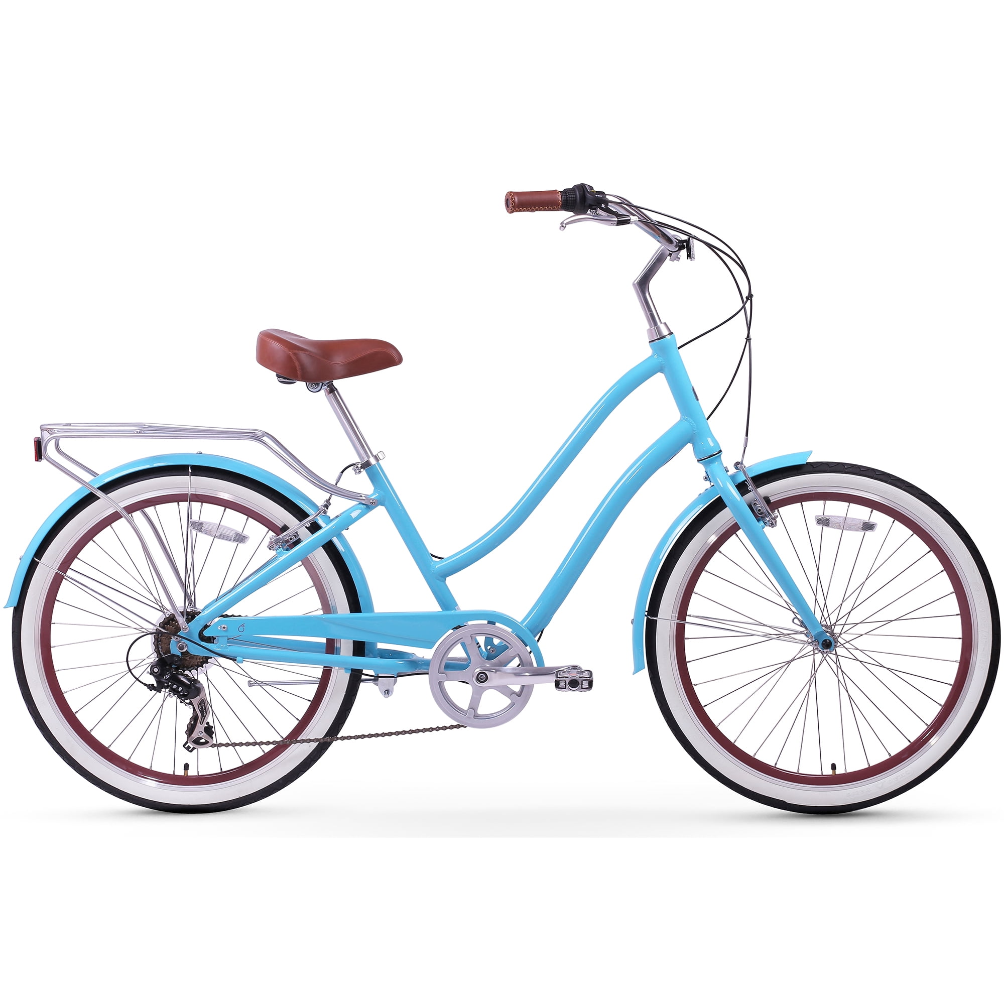 sixthreezero Every journey Women's 7-Speed Step-Through Hybrid Cruiser Bicycle, 26 In. Wheels and 17.5 In. Frame, Teal - Image 5