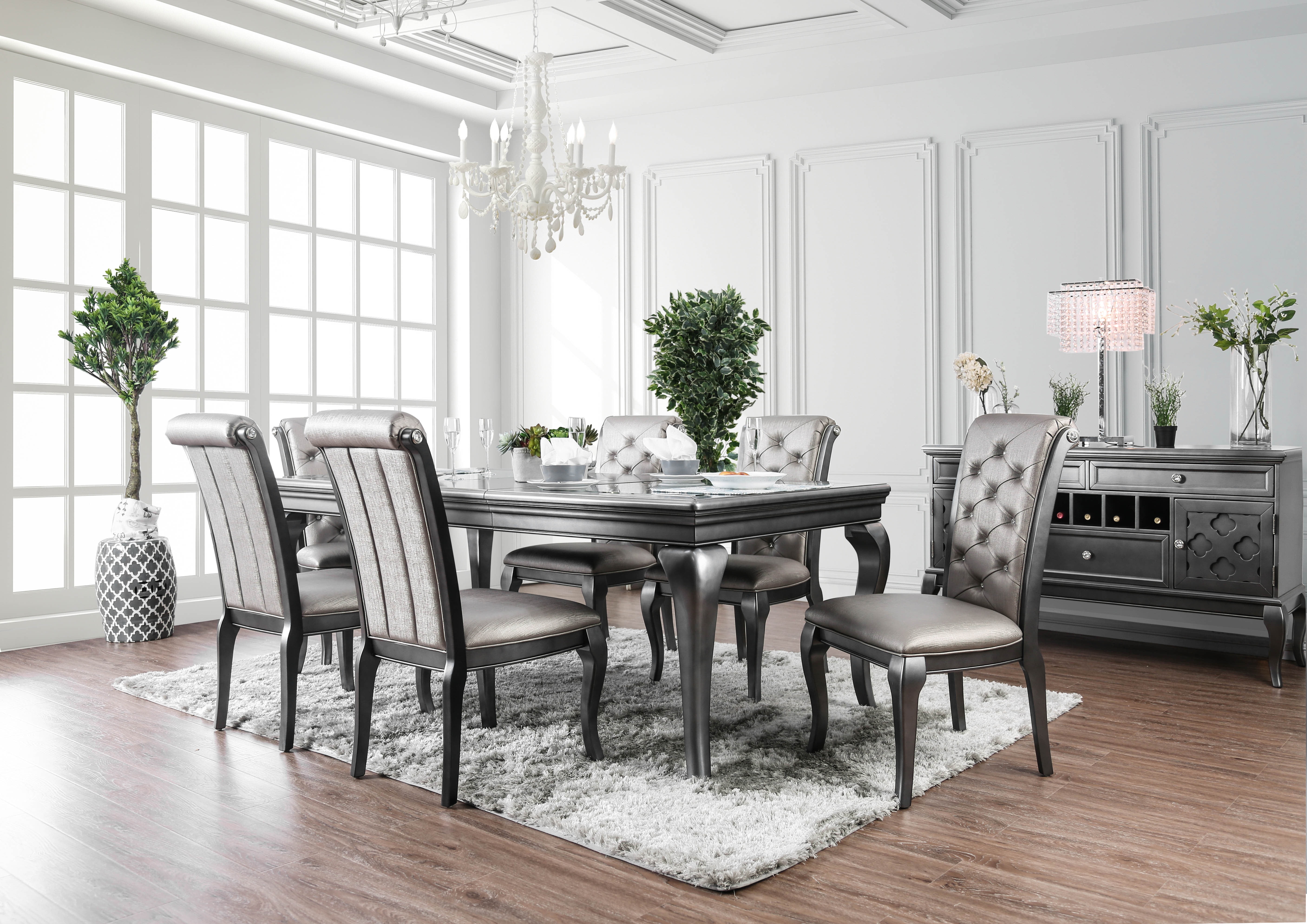 Furniture of America Tara Upholstered Dining Chairs - Set of 2, Gray - Image 8
