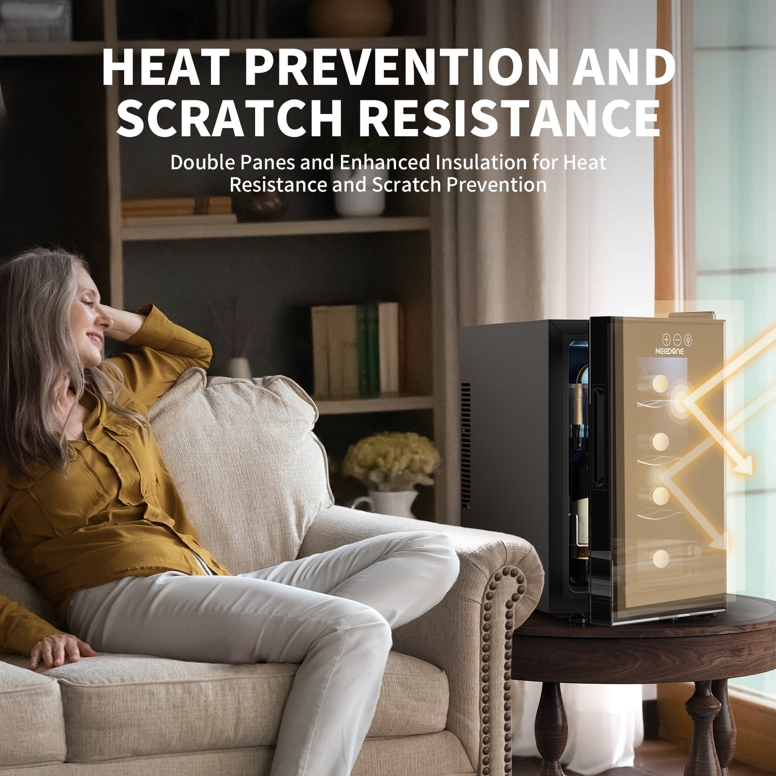 NEEDONE 8 Bottle Wine Cooler Refrigerator, Thermoelectric Wine Fridge Cellar ,Rapid Cooling,Touch Control, Ultra-Quiet & Energy Efficient,For Red White and Sparkling Wine ,Gifts for Women Men - Image 8