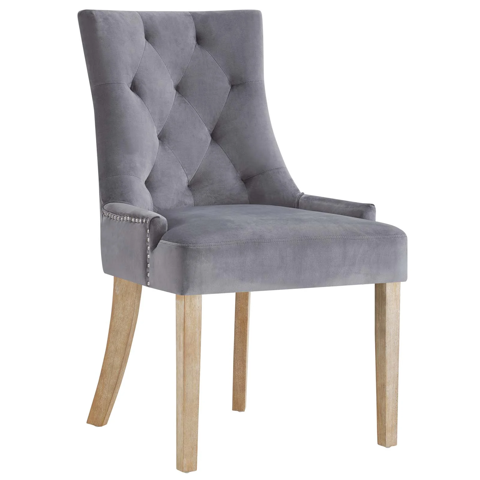 Modway Ponder Performance Velvet Dining Side Chair in Ivory - Image 3