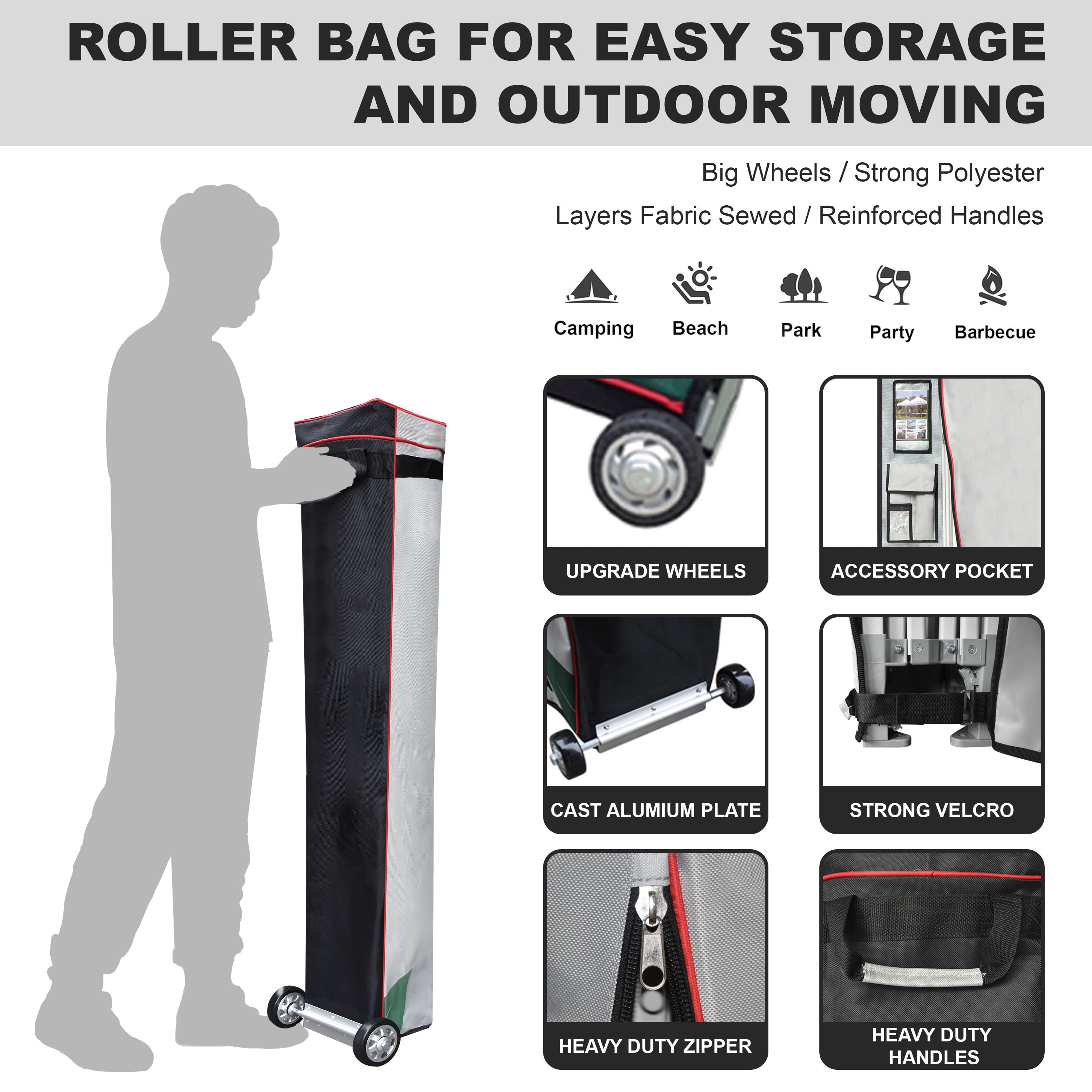 Eurmax USA 10'x15' Pop Up Canopy Tent with Heavy Duty Roller Bag,Bonus 4 Sand Weights Bags(White) - Image 5