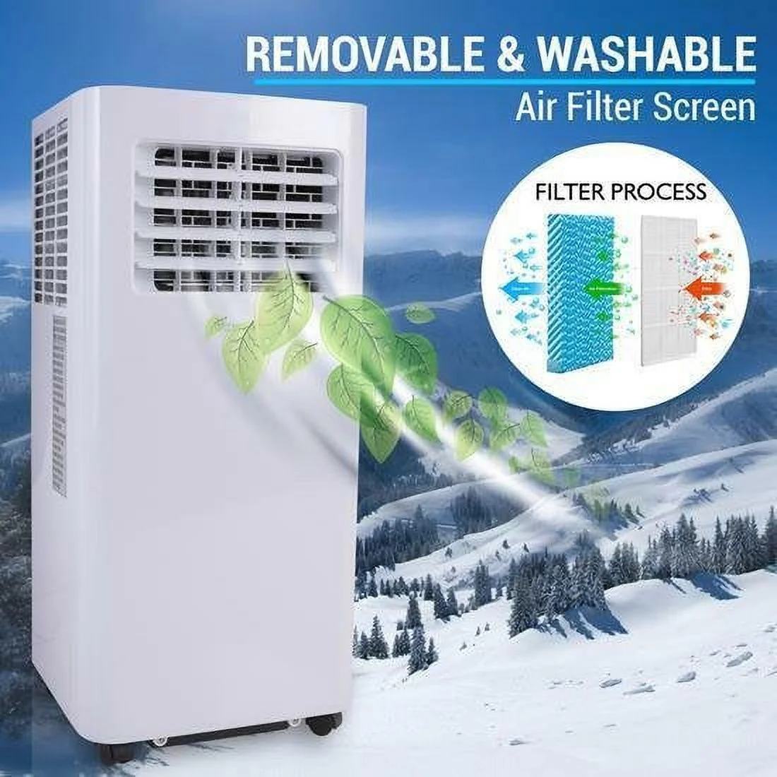 SereneLife SLPAC105W 300 Sq Ft 10000 BTU Portable Air Conditioner w/Remote - Image 4