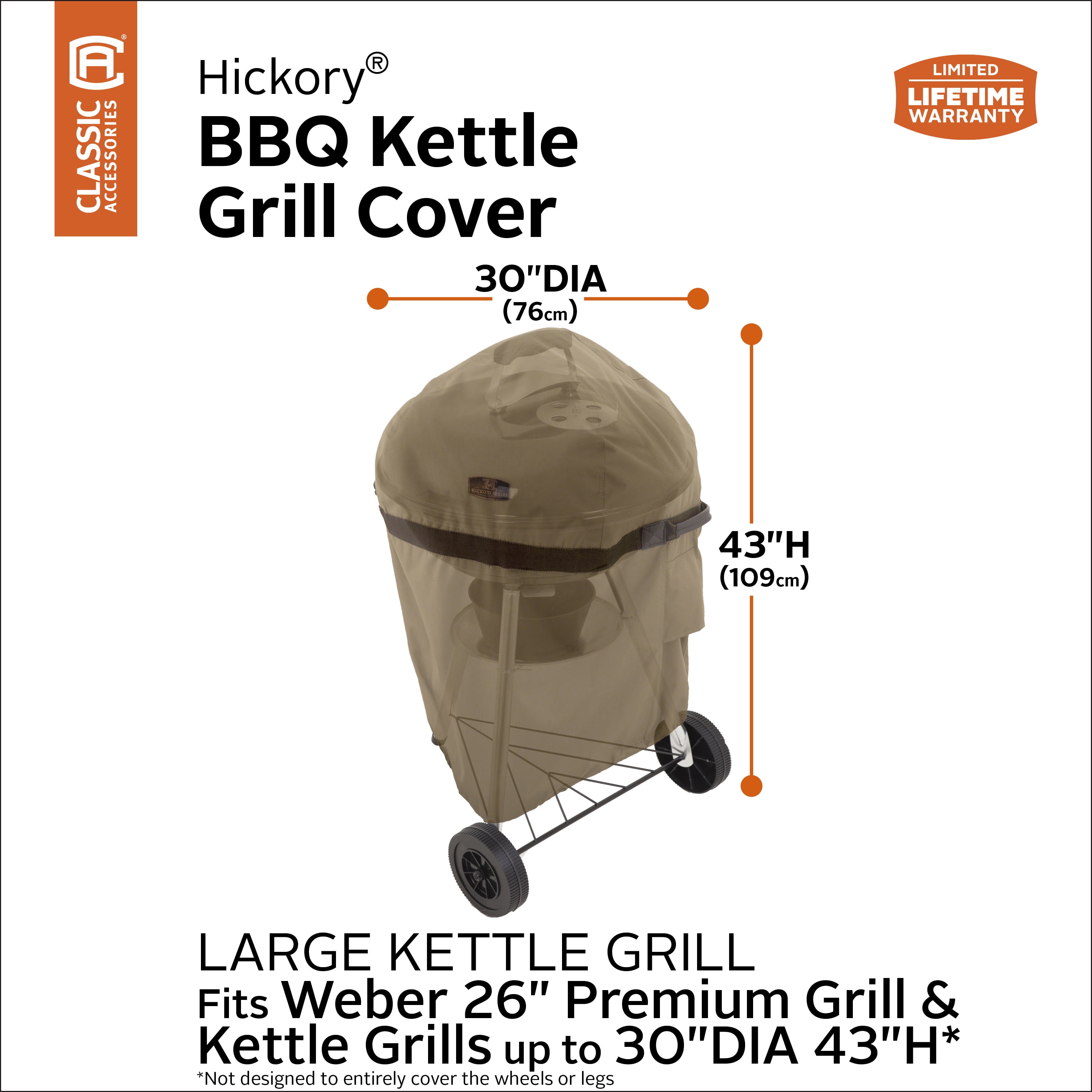 Classic Accessories Hickory Water-Resistant 30 Inch Kettle BBQ Grill Cover - Image 4