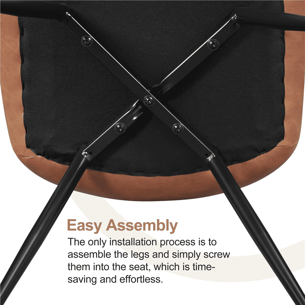 Alden Design 2PCS Faux Leather Dining Chairs with Metal Legs for Dining Room, Brown - Image 3