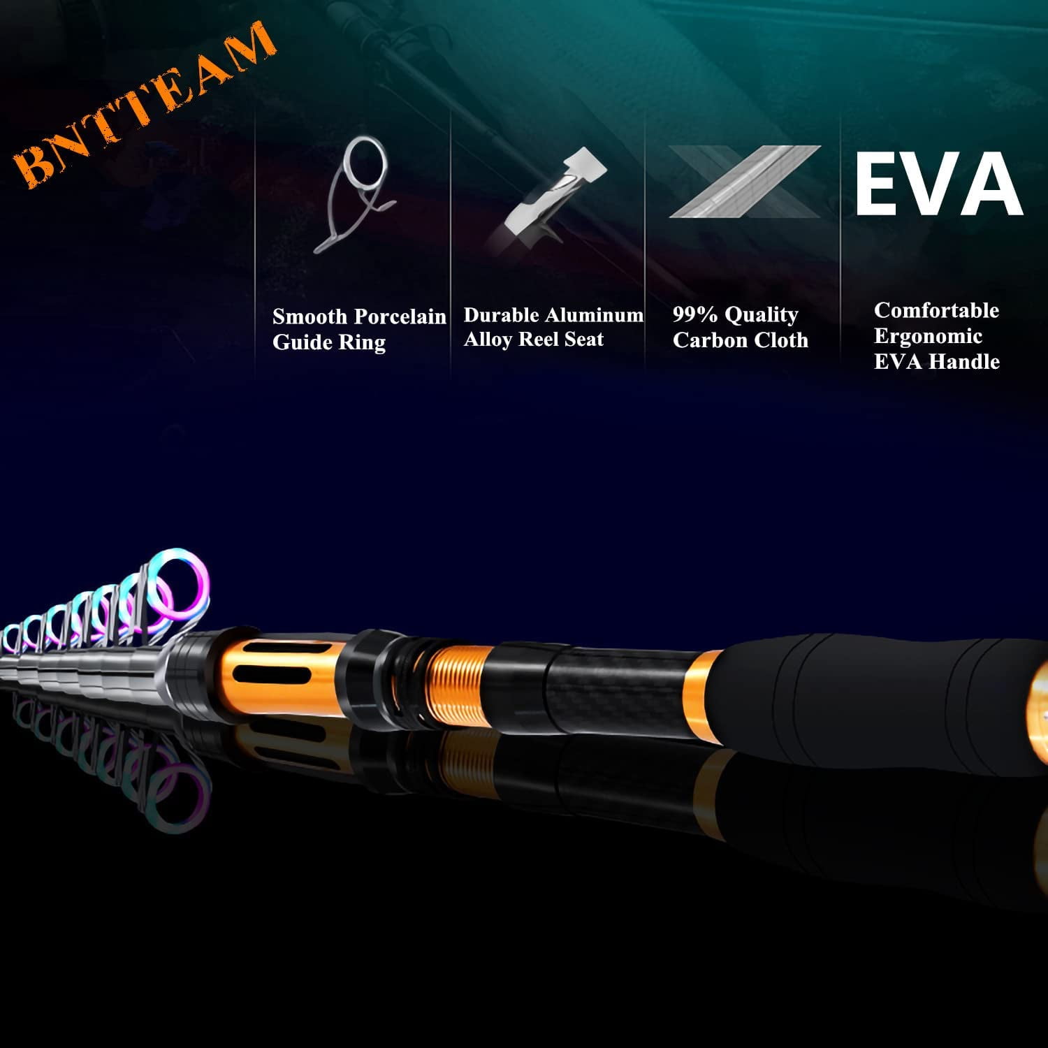 BNTTEAM Spinning Rod and Reel Combo 2.1m,2.4m,3.0m 3.6m Carbon Telescopic Fishing Rod 13BB Fishing Reel Bag Lures Line Hooks Set - Image 8