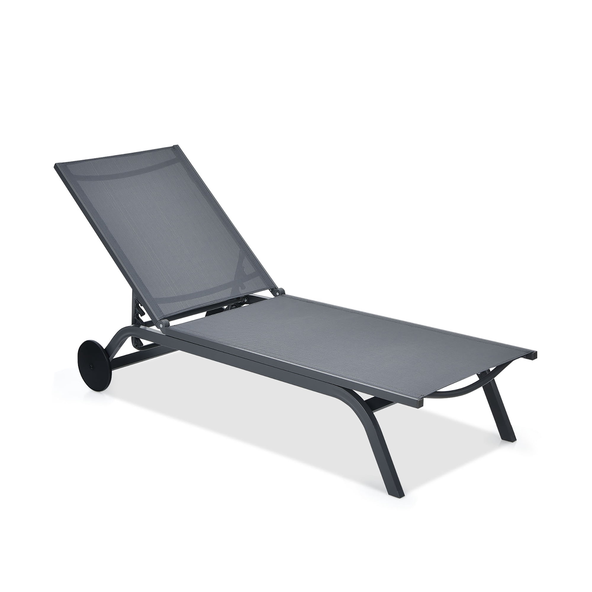 Goplus Outdoor Lounge Chair Chaise Reclining Aluminum Fabric Adjustable Gray - Image 5