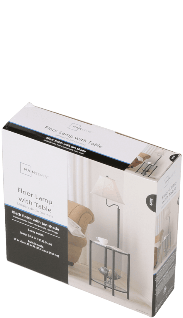 Mainstays Glass End Table Floor Lamp, Matte Black - Image 4