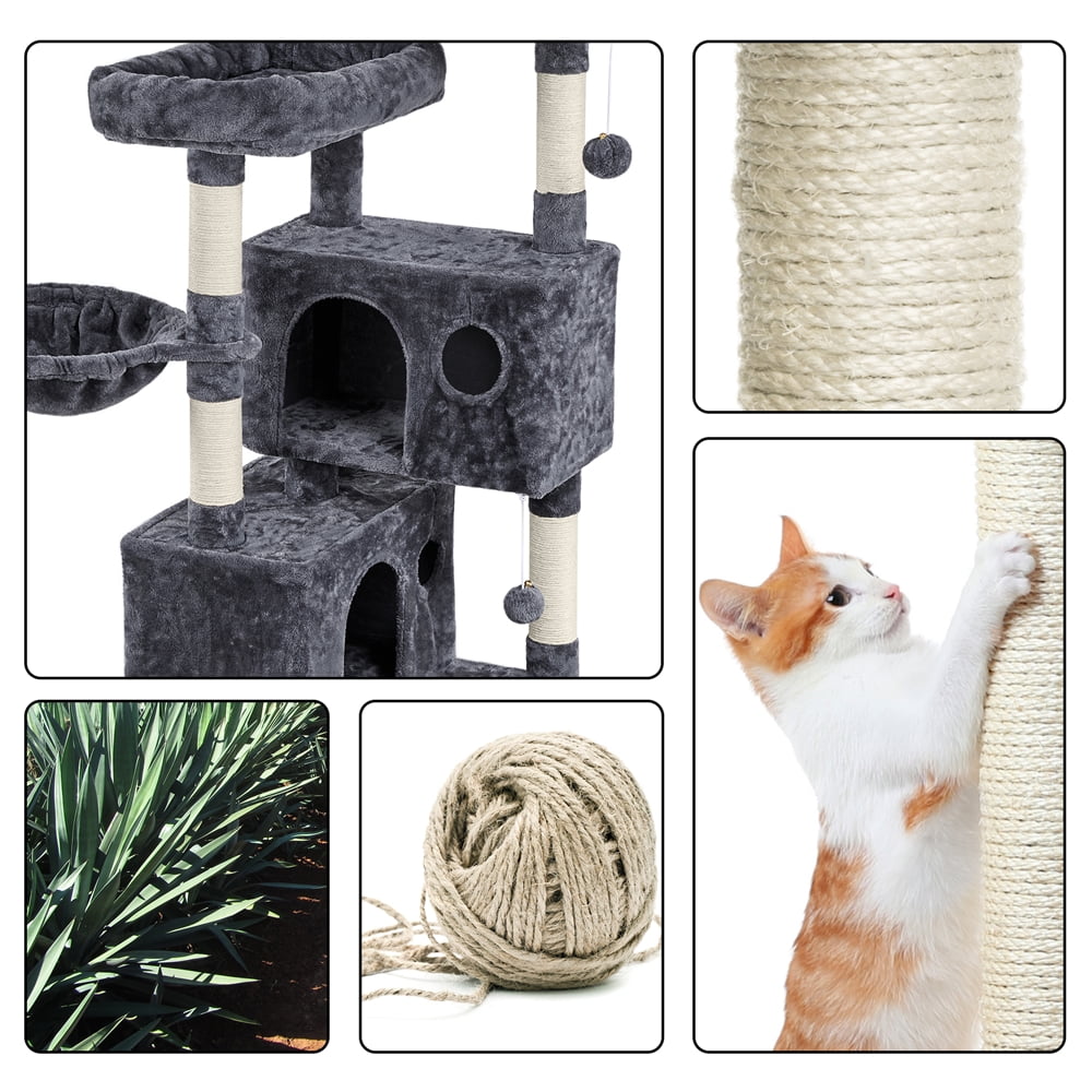 Alden Design 64.5"H Multi-level Cat Tree Tower with Condos and Perches, Dark Gray - Image 12