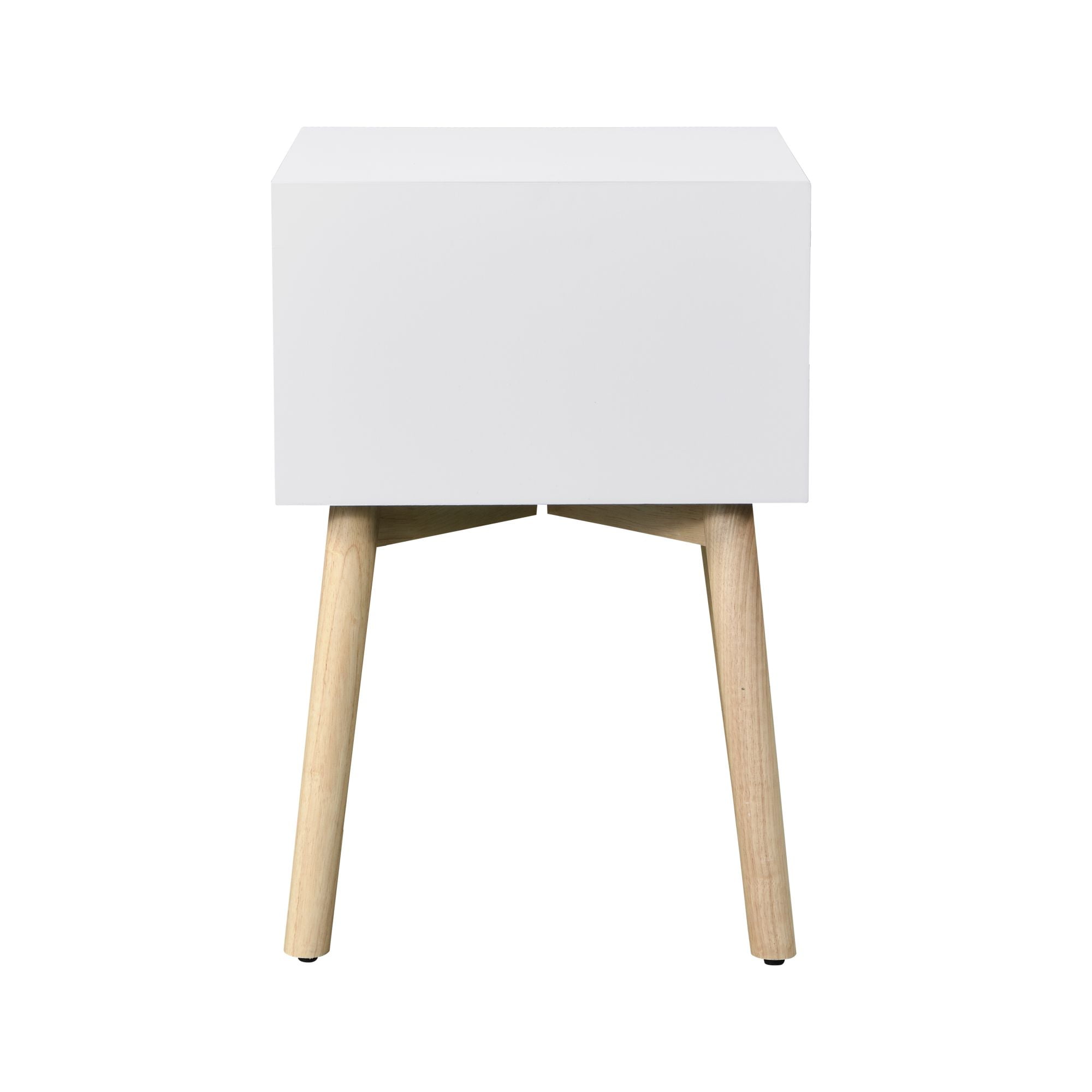 DEALTOPS Nightstand with Two Storage Drawers and Rubber Wood Legs, Bedside Table for Bedroom- White - Image 4