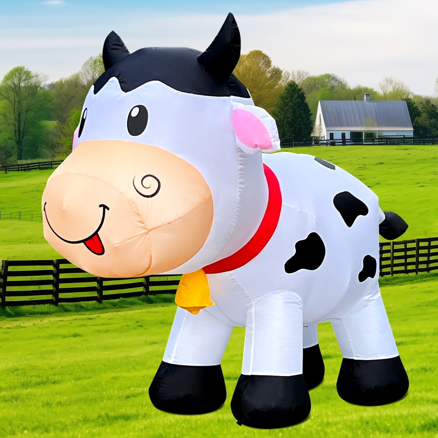 DeeKom 6' Christmas Inflatable Decorations Outdoor Cow, Blow up Cute Animal with LEDs for Yard Lawn Garden Farm Outside - Image 4