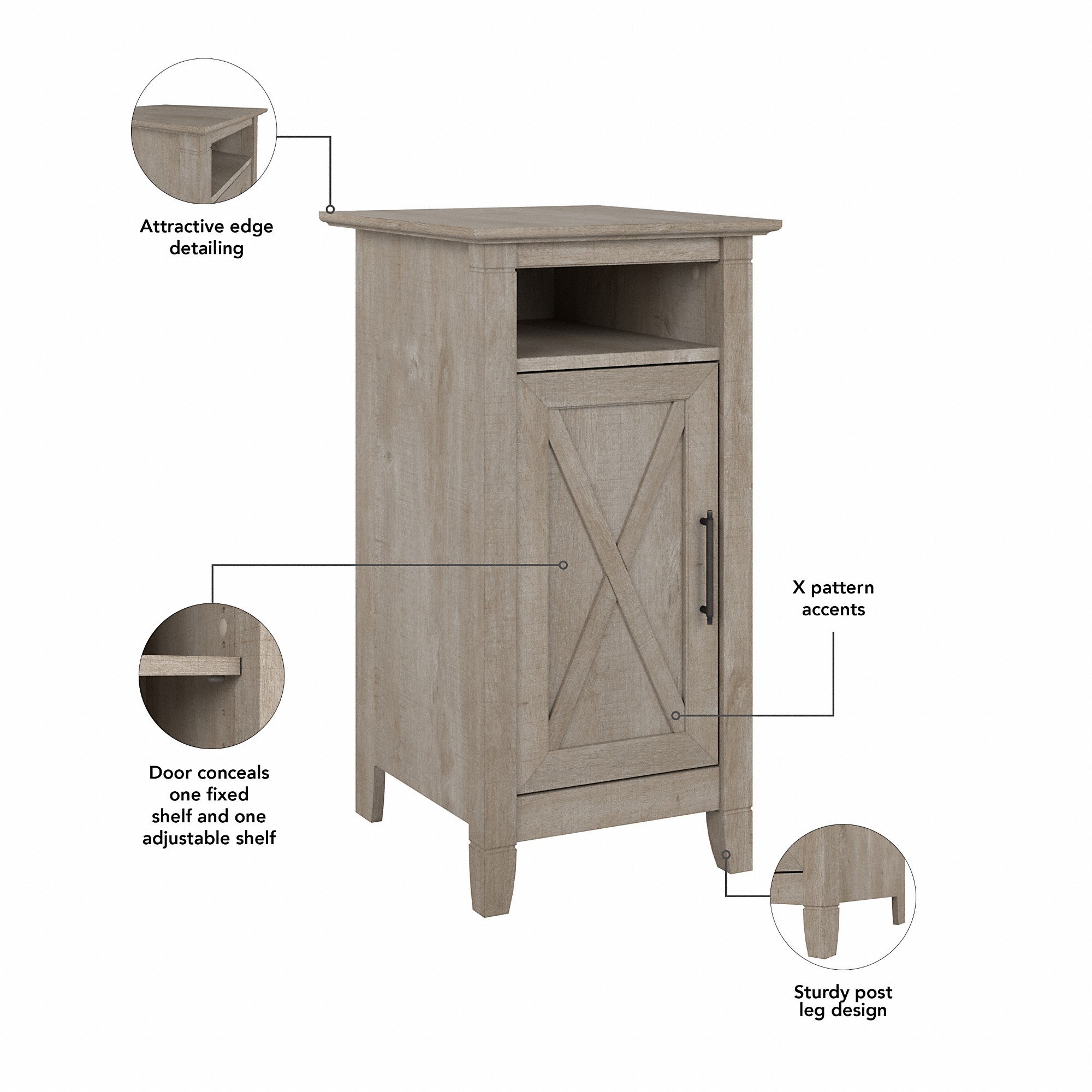 Key West End Table with Door in Washed Gray - Engineered Wood - Image 5