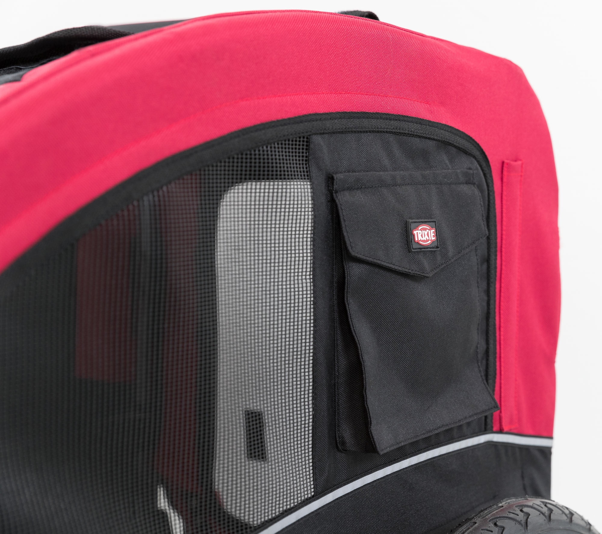 TRIXIE Foldable 2-in-1 Bicycle Trailer for Medium Dogs with Windows, Black & Red - Image 8
